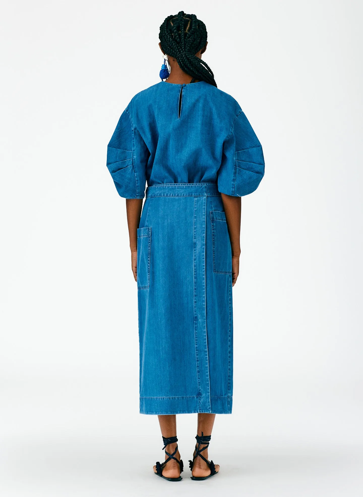 Summer Denim Lean Back Wrap Skirt sold by Tibi product image thumbnail 4