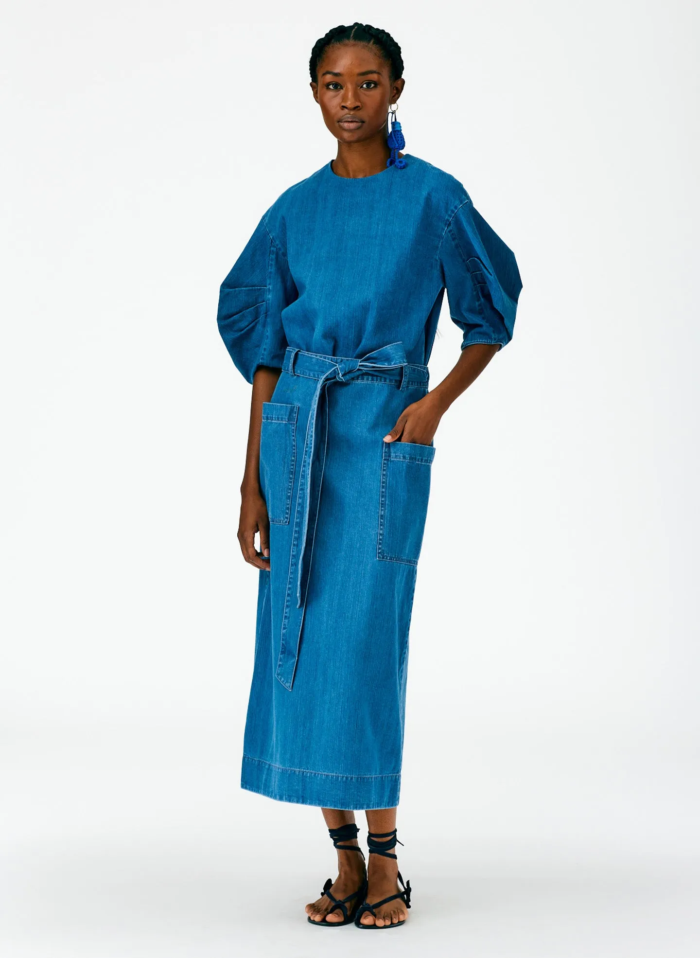 Summer Denim Lean Back Wrap Skirt sold by Tibi product image thumbnail 5