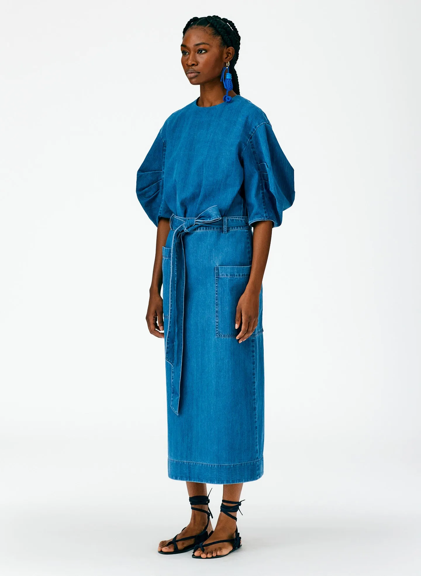 Summer Denim Lean Back Wrap Skirt sold by Tibi product image thumbnail 2