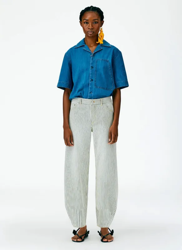 Stone Wash Striped Brancusi Jean - Long made by Tibi