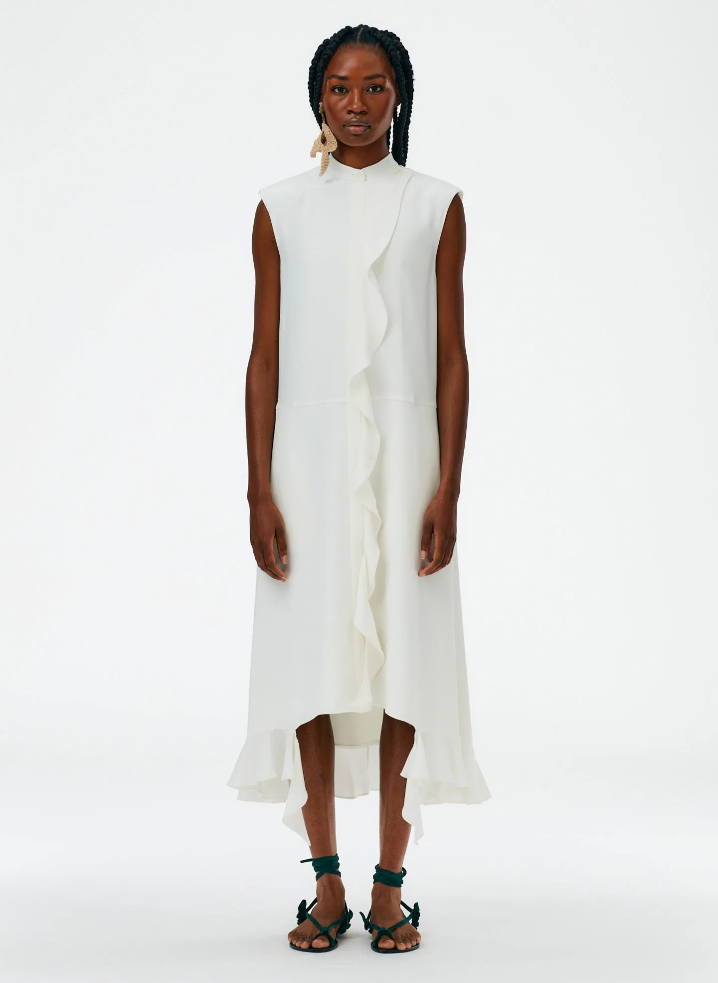 4-Ply Silk Detached Ruffle Shirtdress sold by Tibi