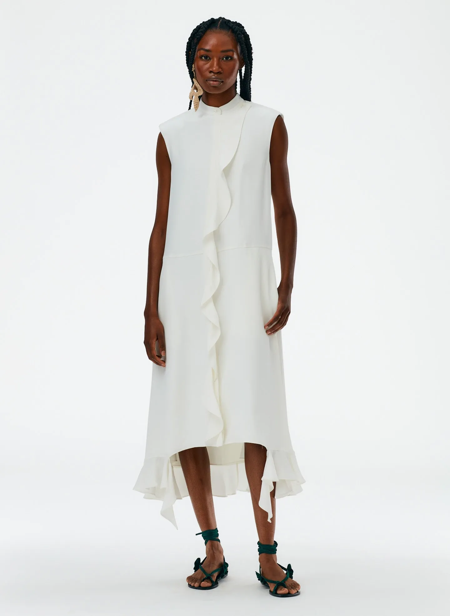 4-Ply Silk Detached Ruffle Shirtdress sold by Tibi product image thumbnail 5