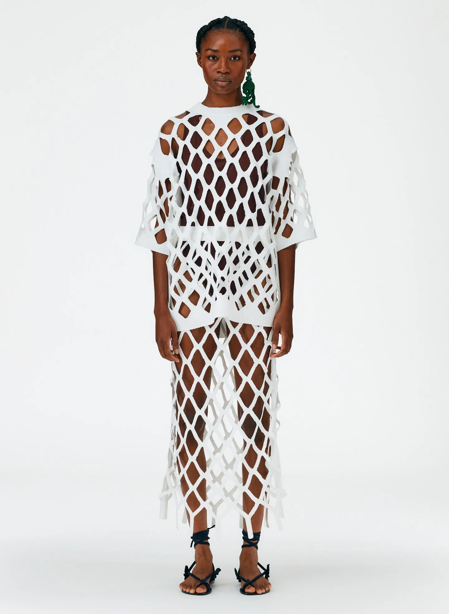Fishnet Macrame Sweater Skirt sold by Tibi