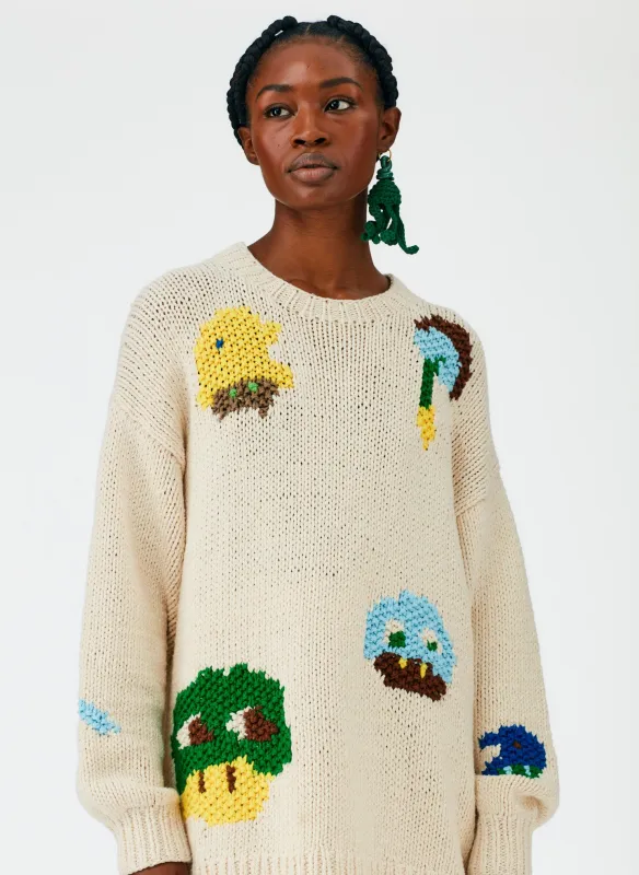 Handknit Intarsia Crewneck Pullover made by Tibi