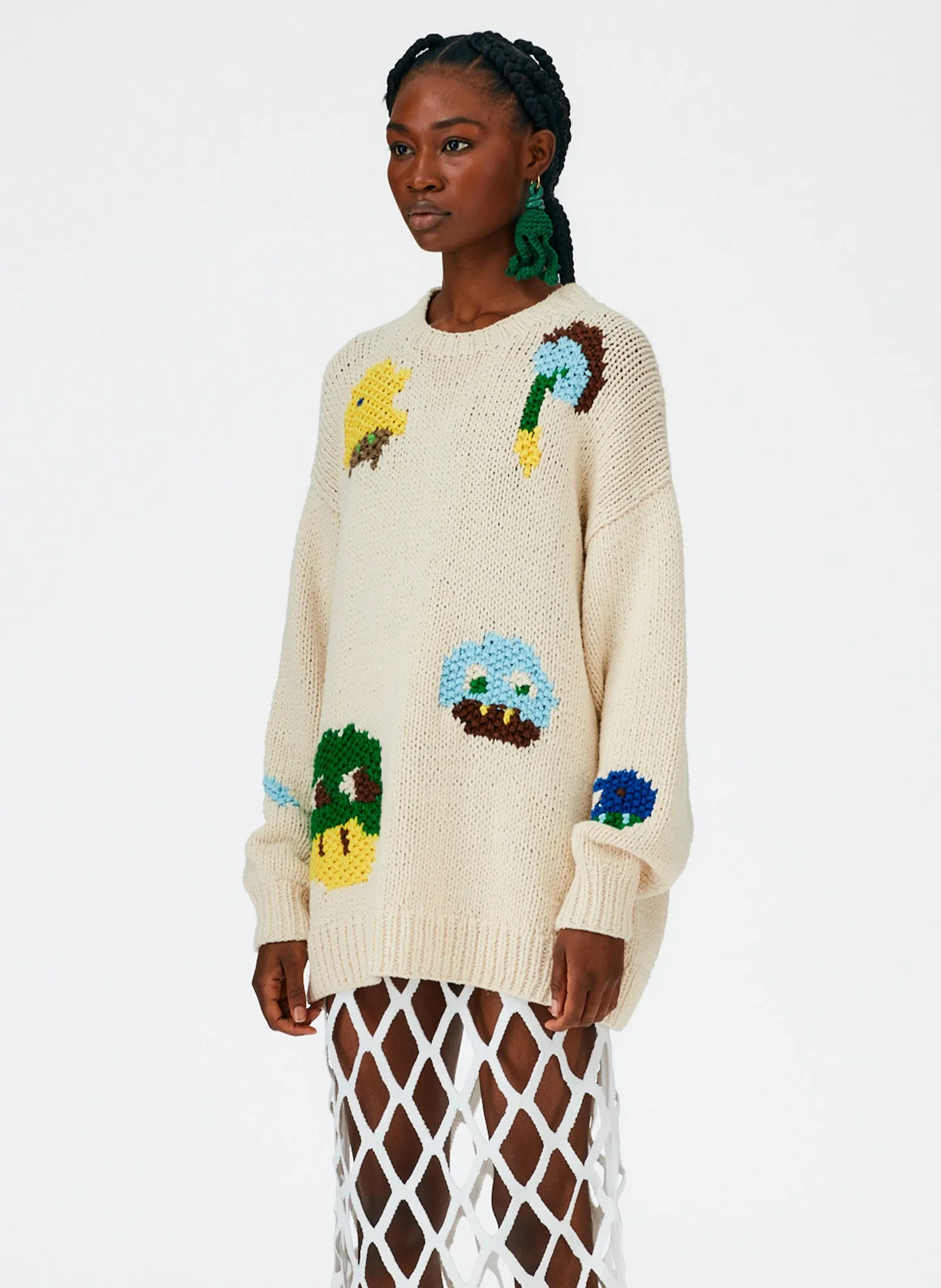 Handknit Intarsia Crewneck Pullover sold by Tibi product image thumbnail 4