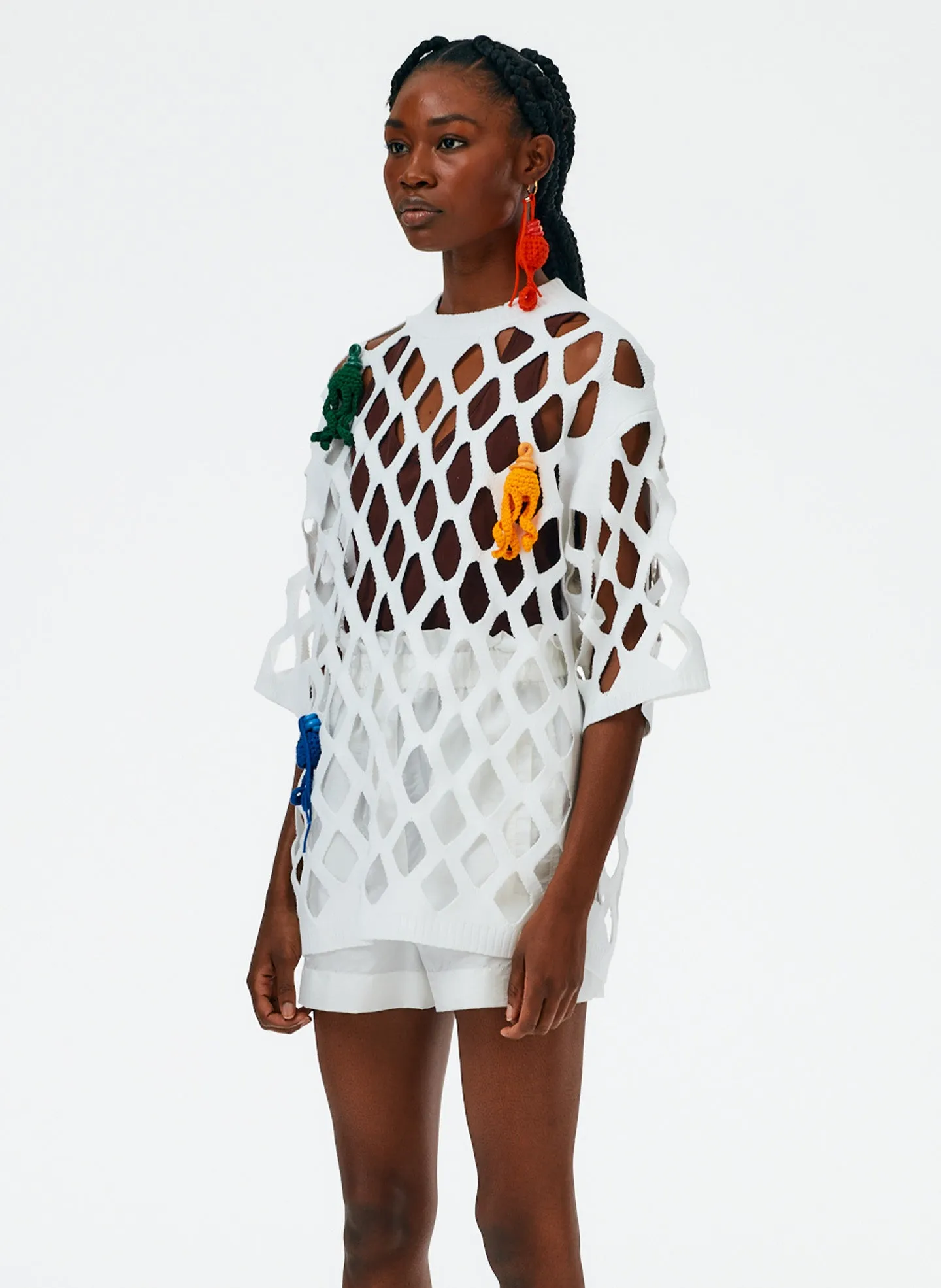 Fishnet Macrame Oversized T-Shirt sold by Tibi product image thumbnail 3
