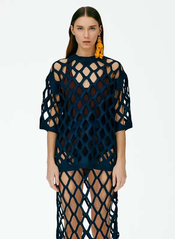 Fishnet Macrame Oversized T-Shirt made by Tibi