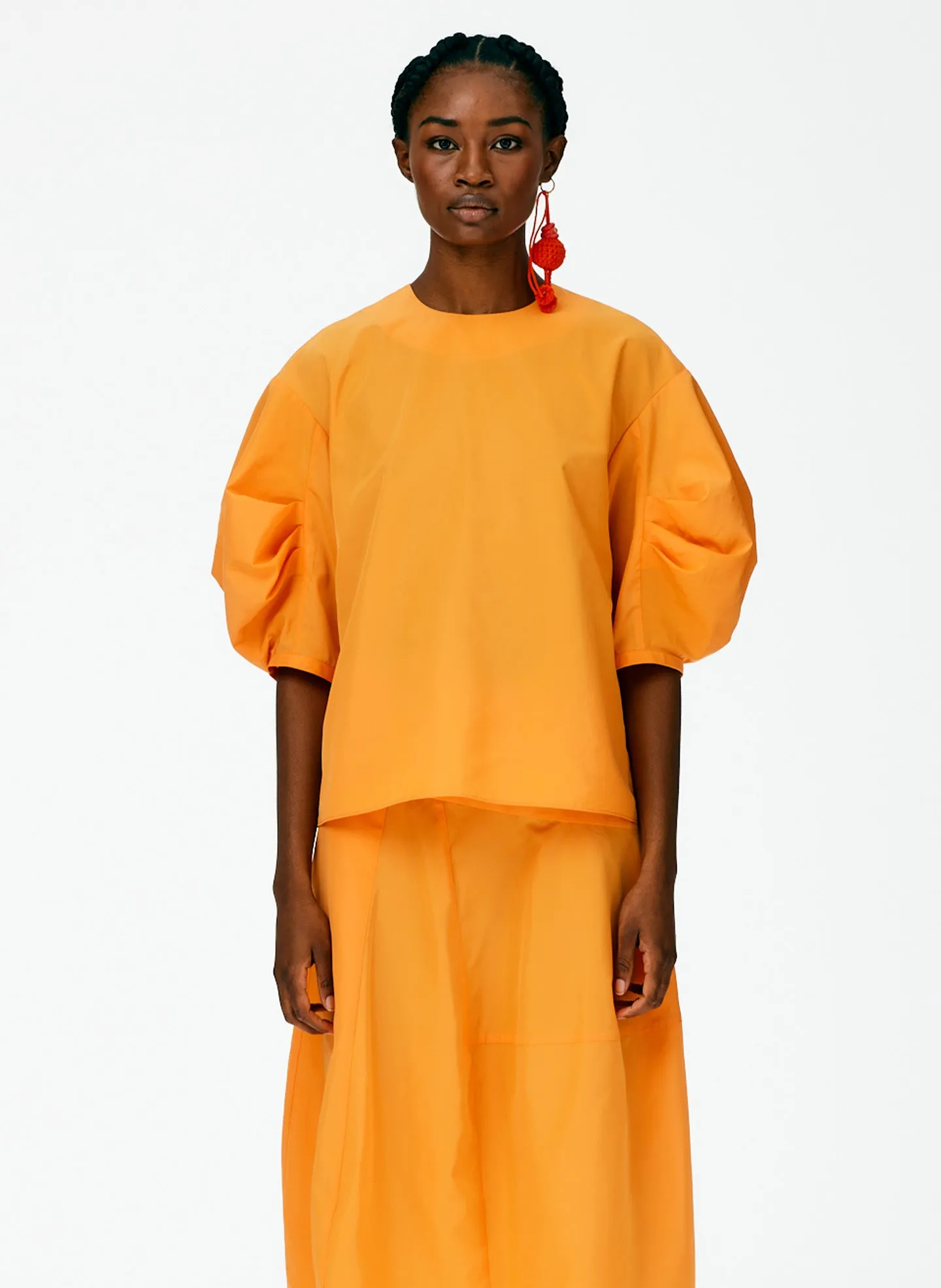 Italian Sporty Nylon Pleat Sleeve Top sold by Tibi