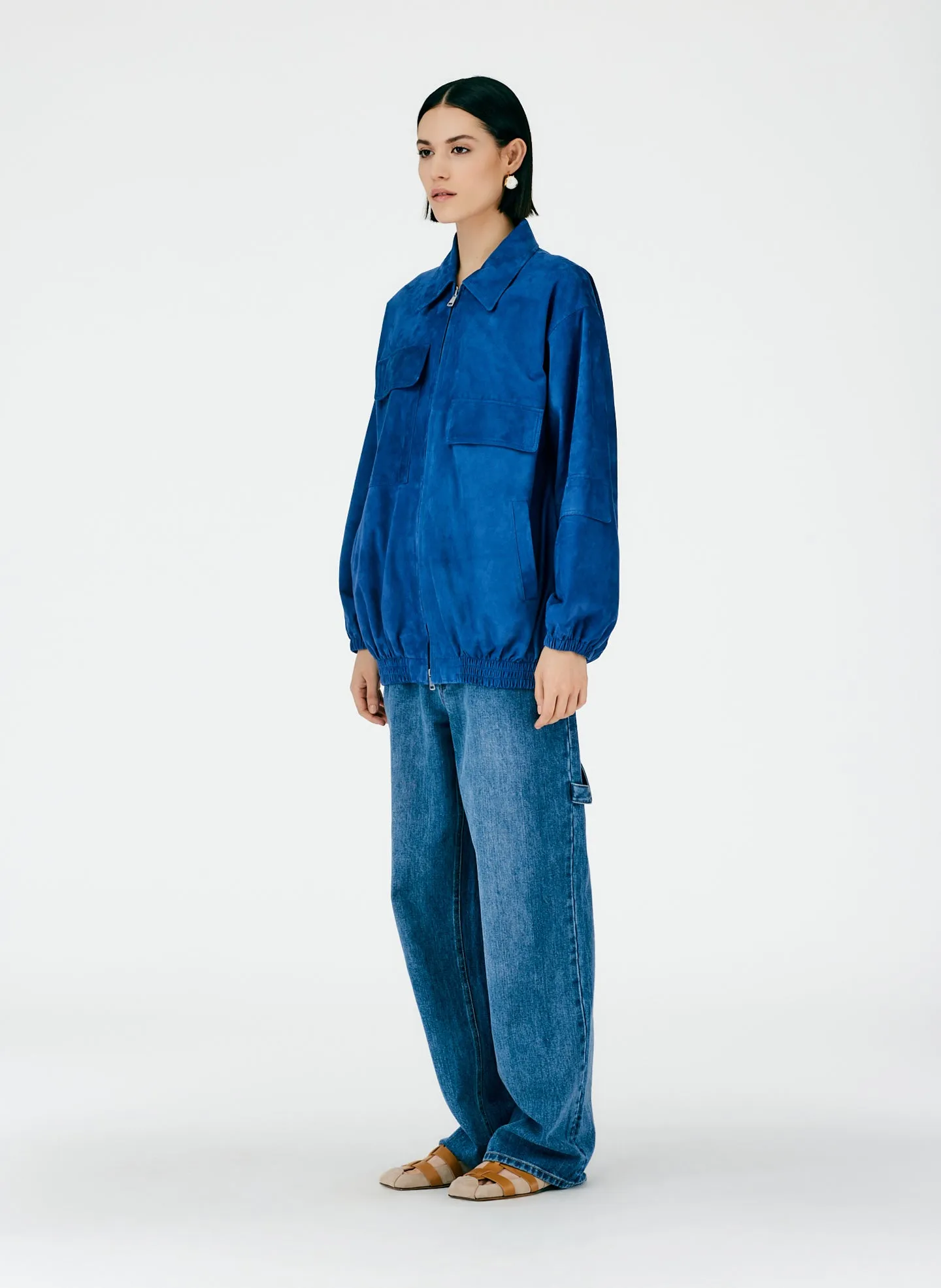 Suede Oversized Bomber sold by Tibi product image thumbnail 3