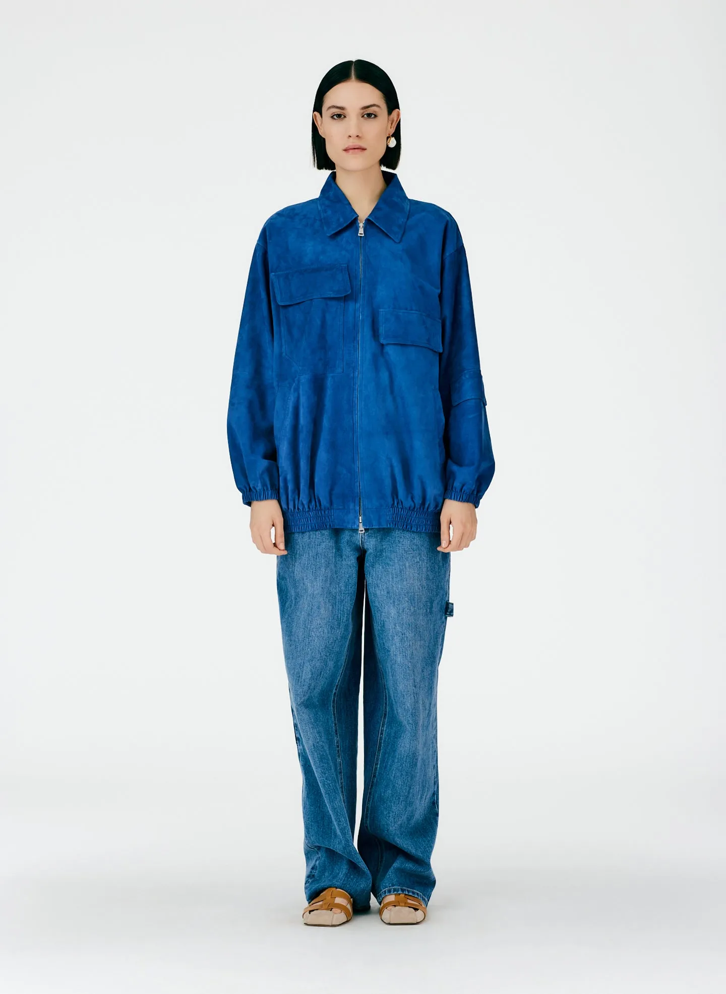 Suede Oversized Bomber sold by Tibi product image thumbnail 2