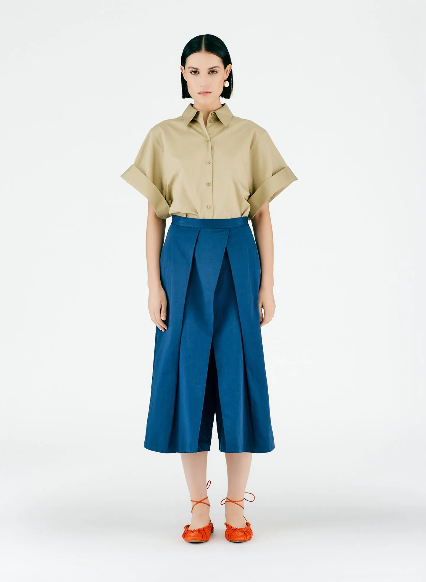 Cotton Linen Sateen Pleat Culotte sold by Tibi product image thumbnail 2