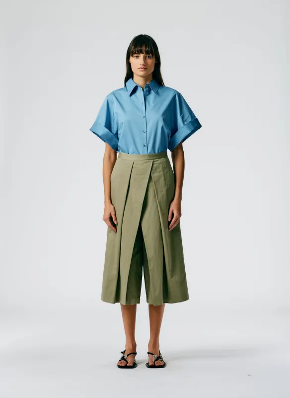 Cotton Linen Sateen Pleat Culotte sold by Tibi