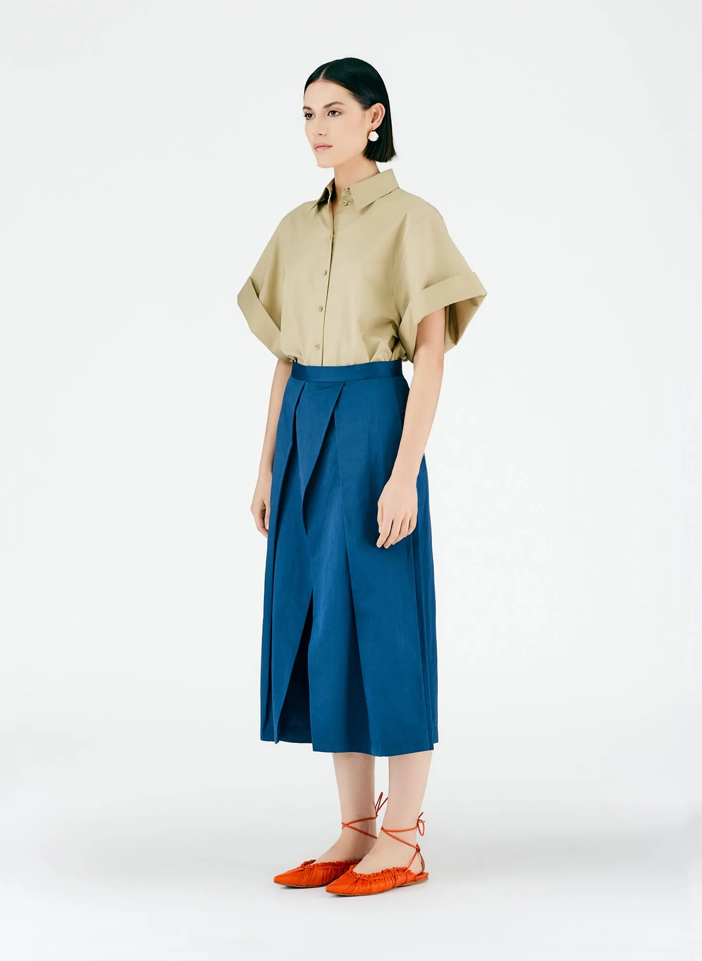 Cotton Linen Sateen Pleat Culotte sold by Tibi product image thumbnail 3
