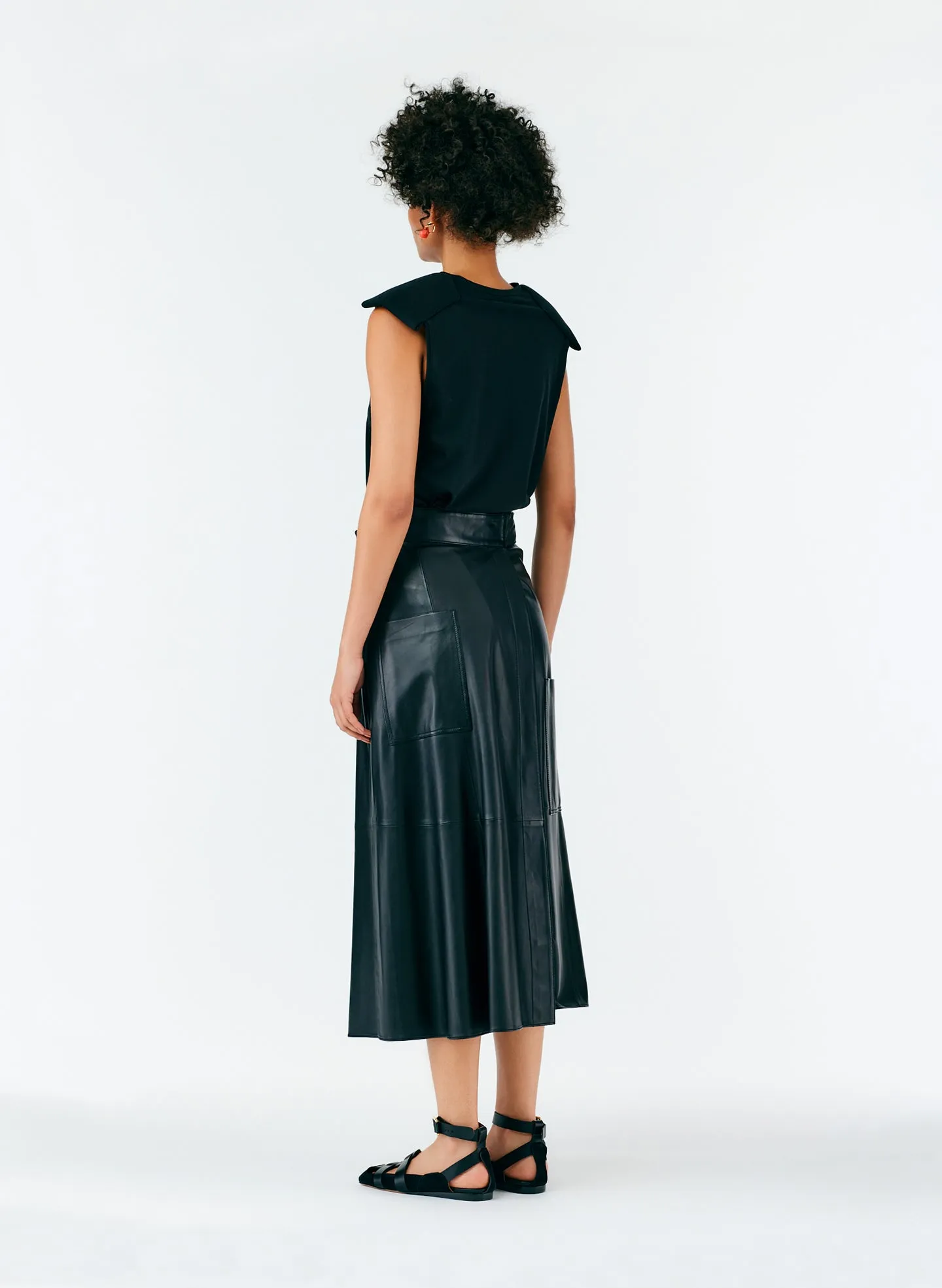 Leather Cargo Back Wrap Skirt sold by Tibi product image thumbnail 4
