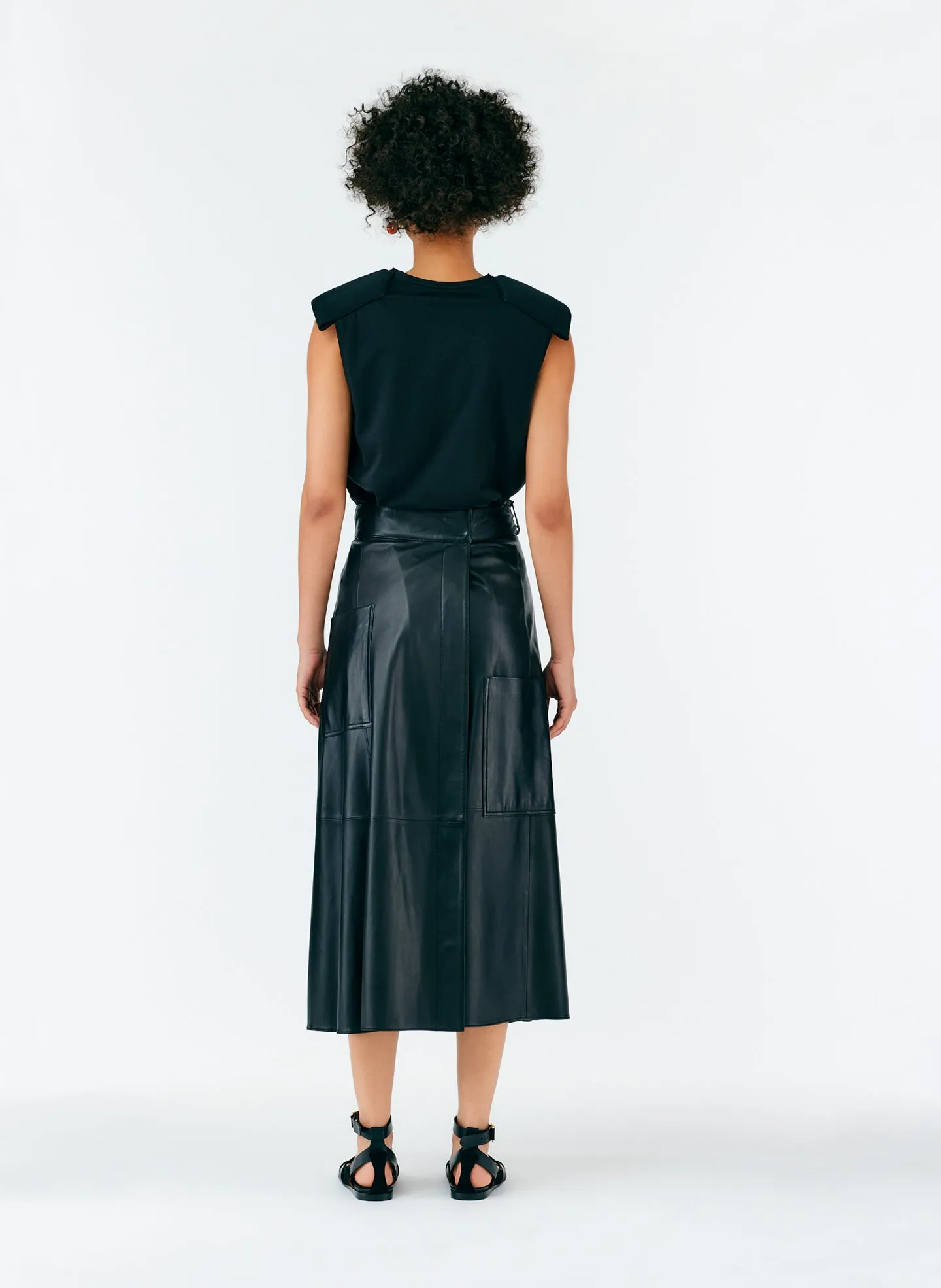Leather Cargo Back Wrap Skirt sold by Tibi product image thumbnail 3
