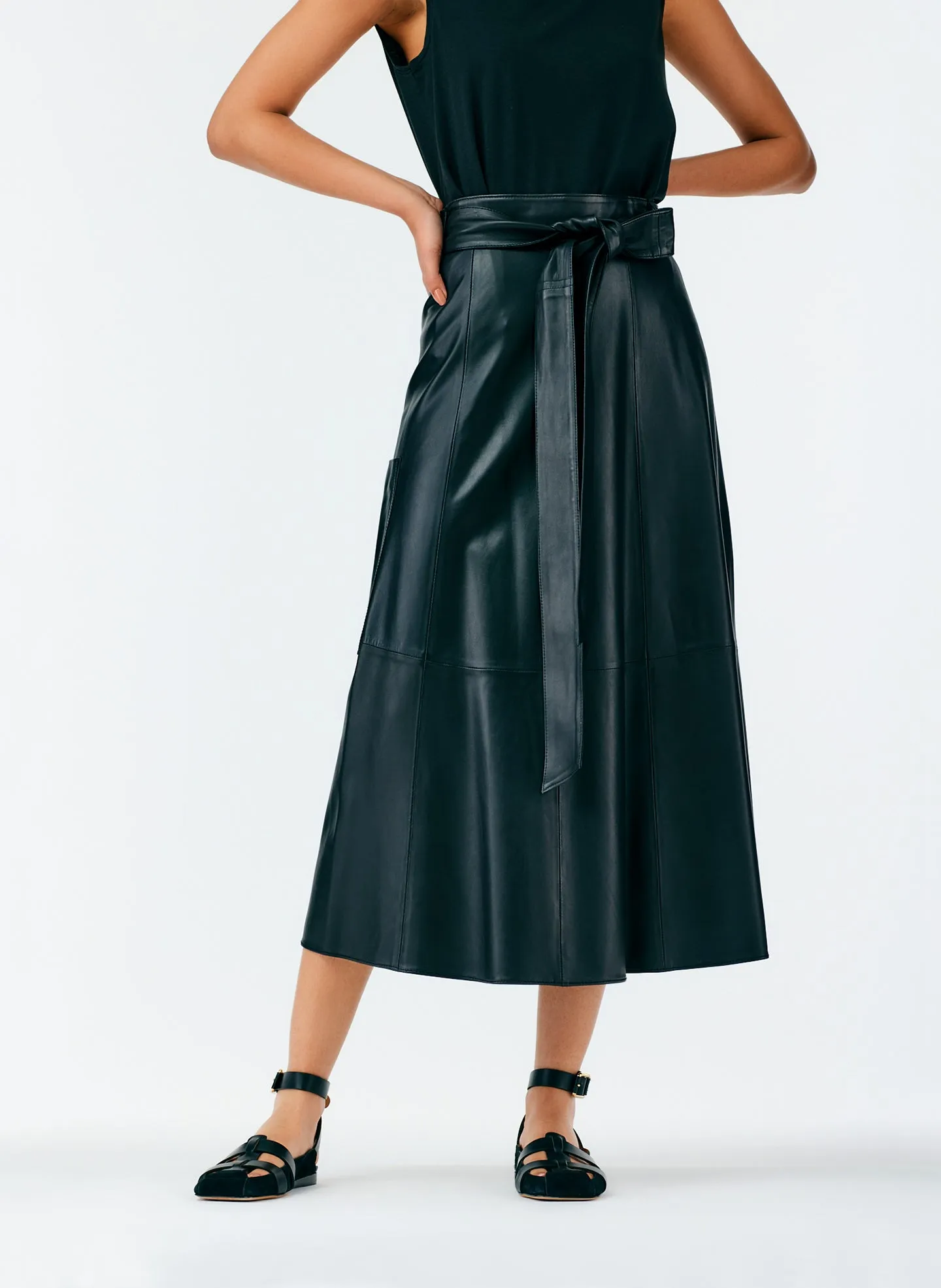 Leather Cargo Back Wrap Skirt sold by Tibi product image thumbnail 5