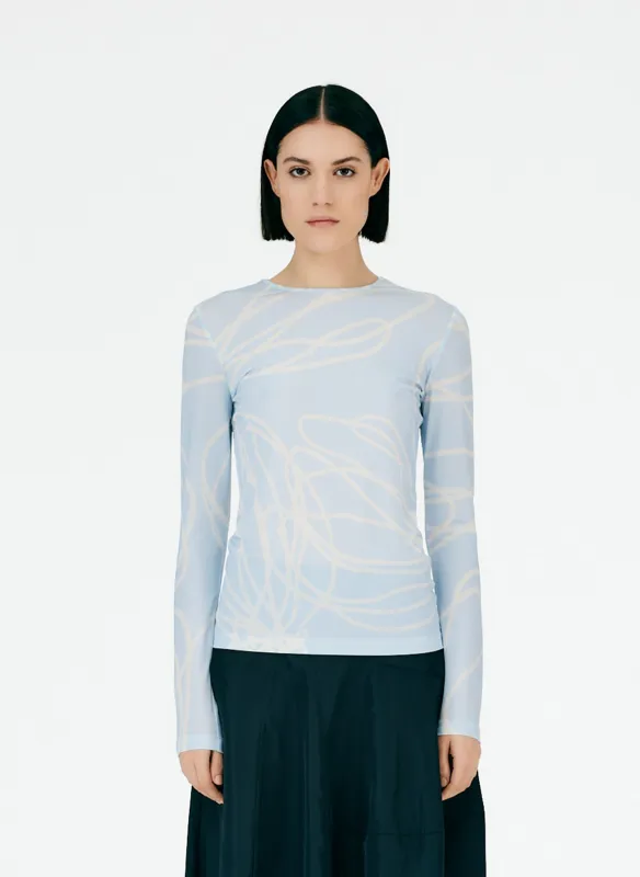 Tulipe All Over Jersey Fitted Long Sleeve T-Shirt made by Tibi