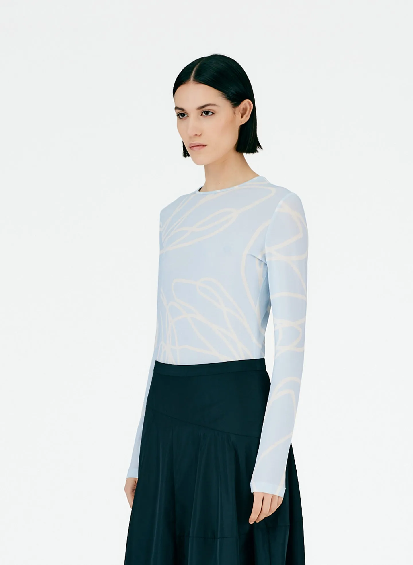 Tulipe All Over Jersey Fitted Long Sleeve T-Shirt sold by Tibi product image thumbnail 5