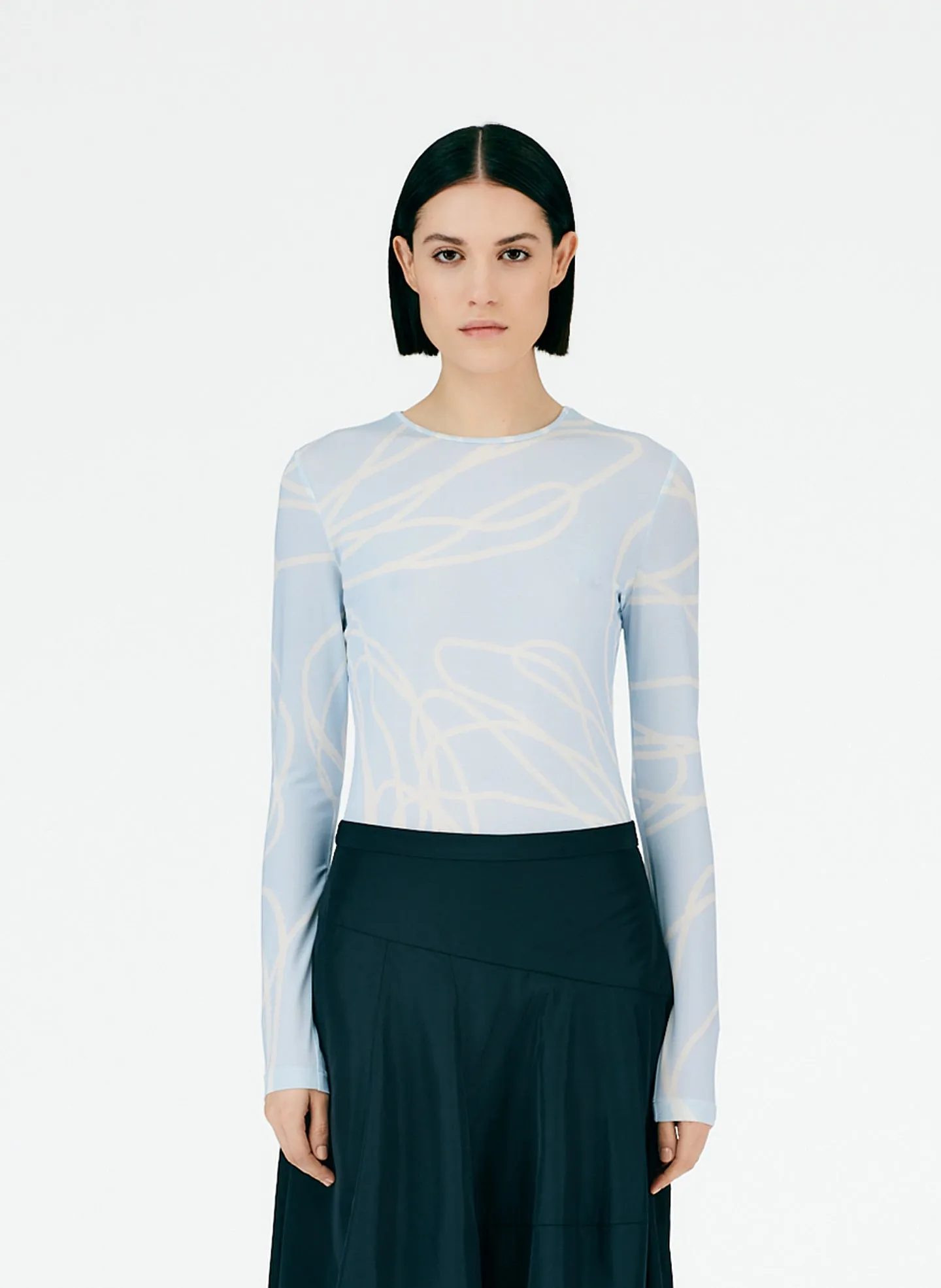 Tulipe All Over Jersey Fitted Long Sleeve T-Shirt sold by Tibi product image thumbnail 2