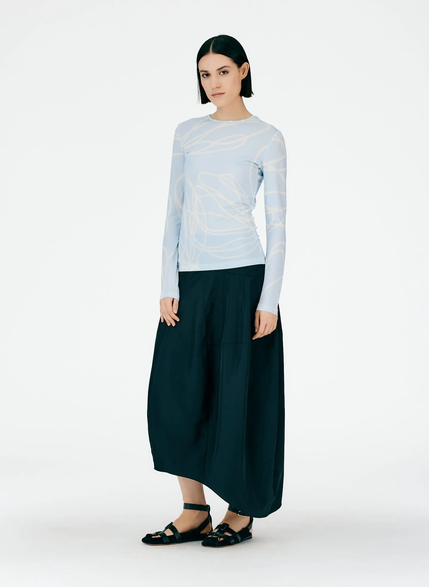 Tulipe All Over Jersey Fitted Long Sleeve T-Shirt sold by Tibi product image thumbnail 3