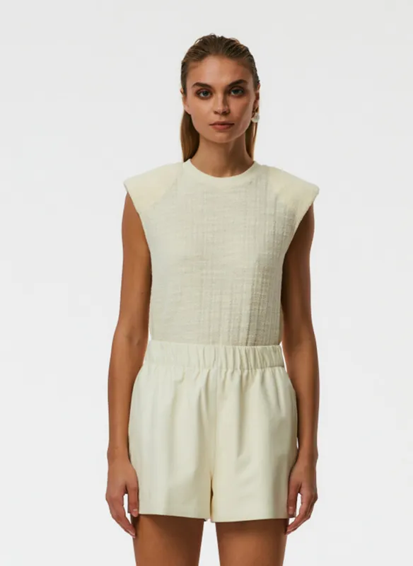 Handspun Knit Padded Shoulder Sleeveless Top sold by Tibi