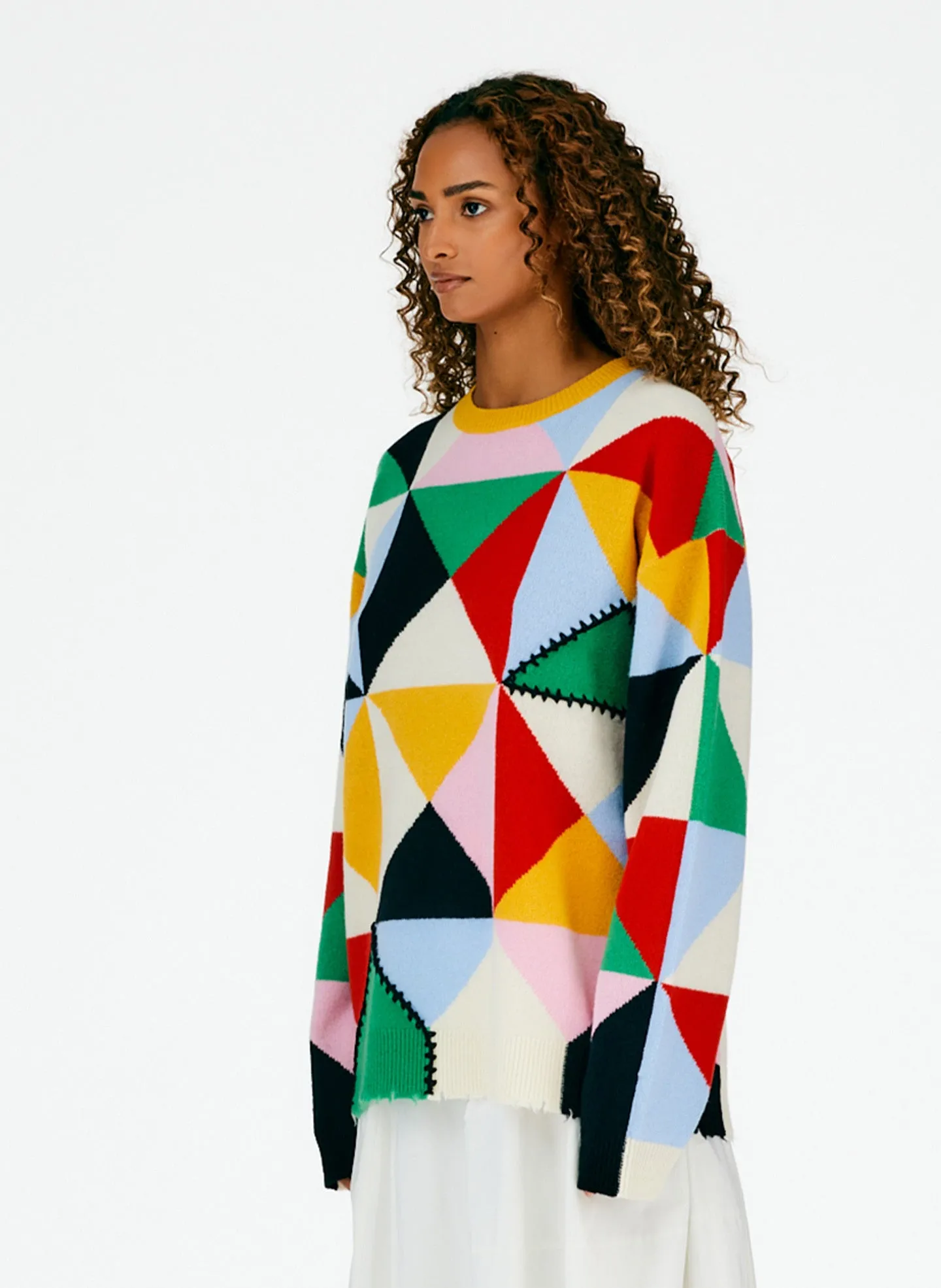 Patchwork Intarsia Sweater sold by Tibi product image thumbnail 2