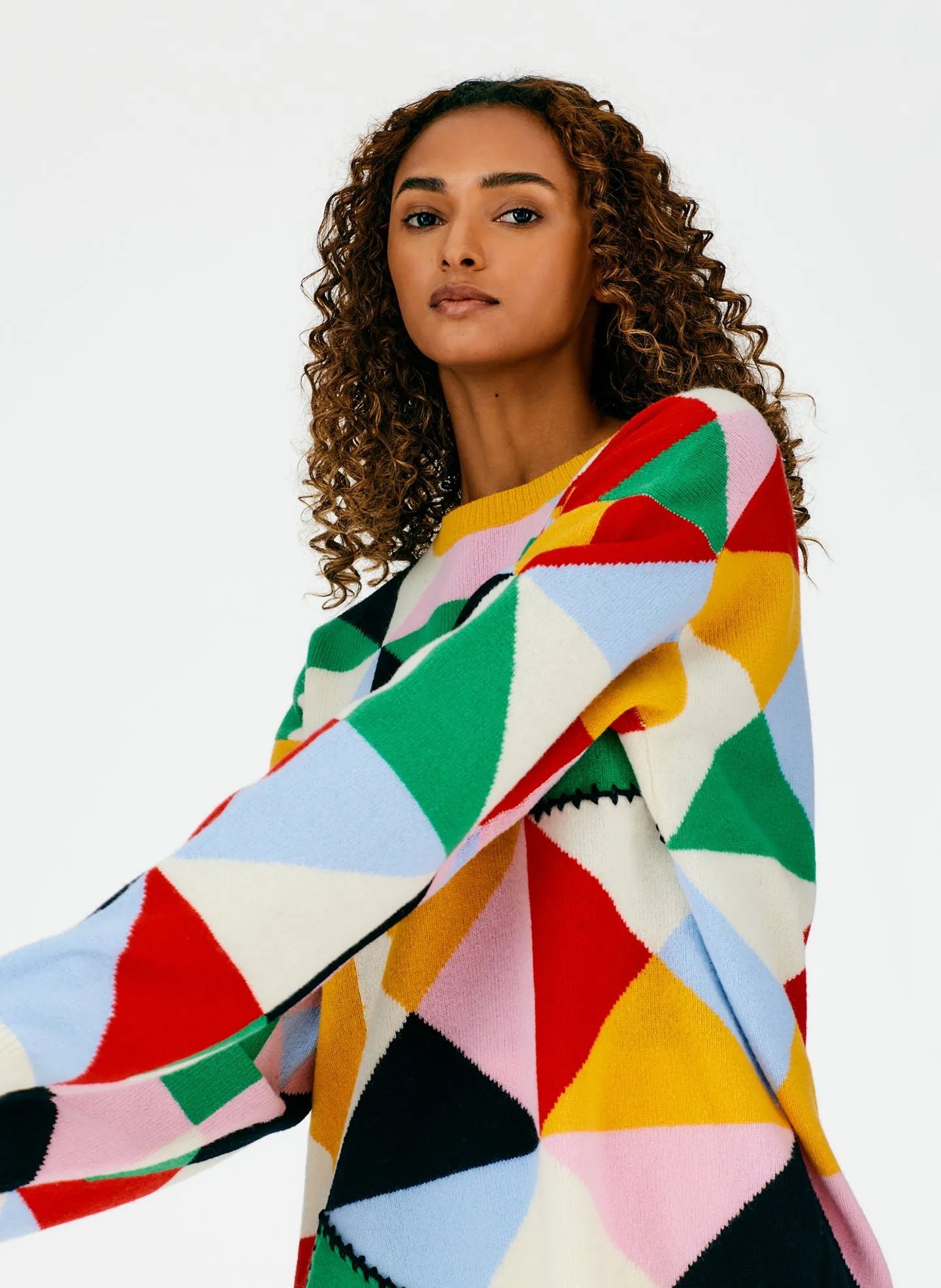 Patchwork Intarsia Sweater sold by Tibi product image thumbnail 5