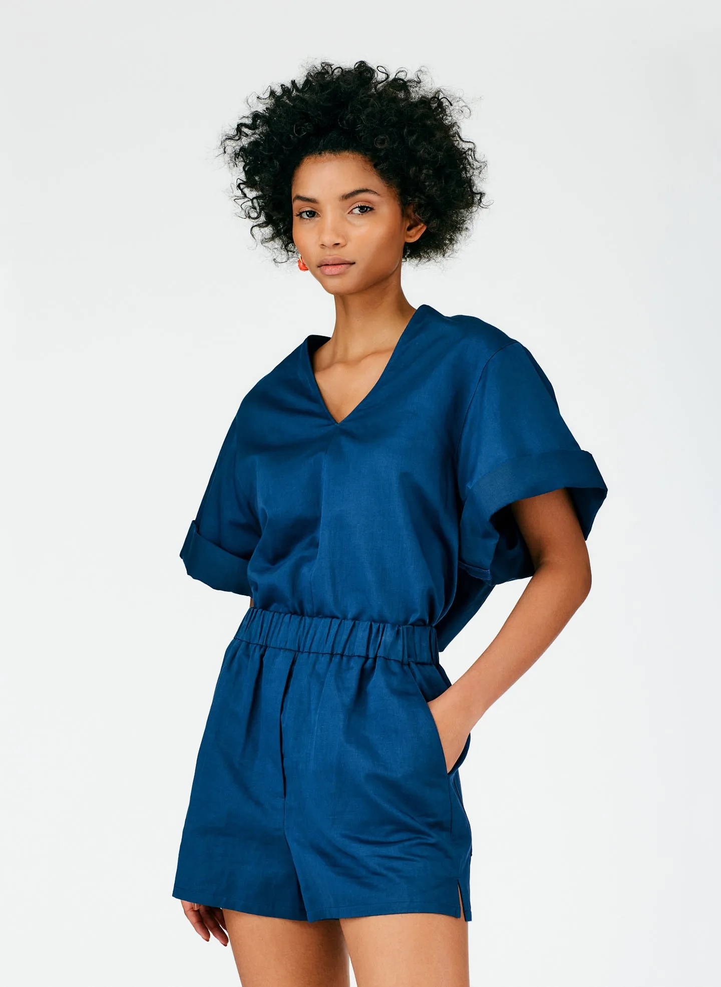 Cotton Linen Sateen Pull On Shorts sold by Tibi product image thumbnail 5