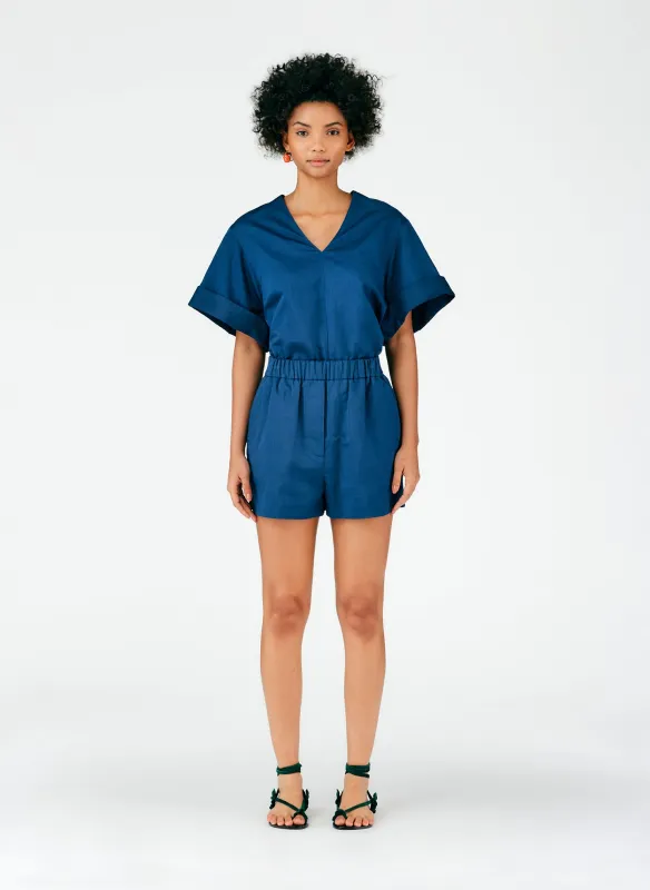 Cotton Linen Sateen Pull On Shorts made by Tibi