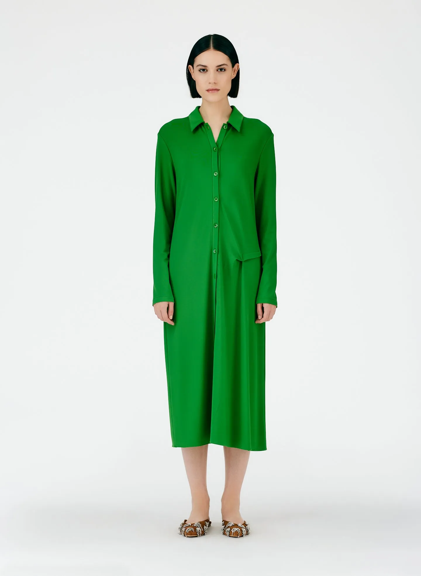 Serpentine Jersey Shirtdress sold by Tibi