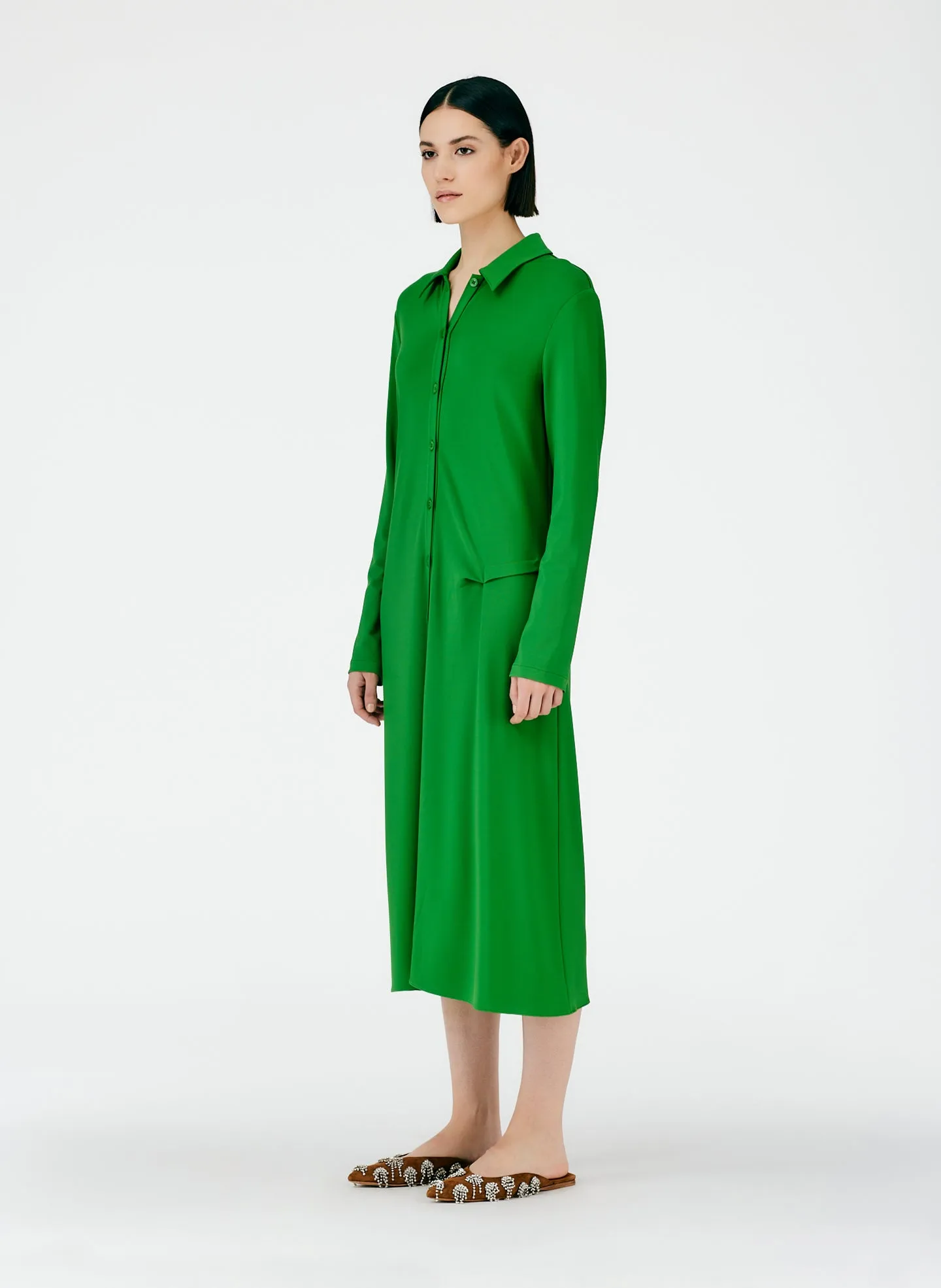 Serpentine Jersey Shirtdress sold by Tibi product image thumbnail 2