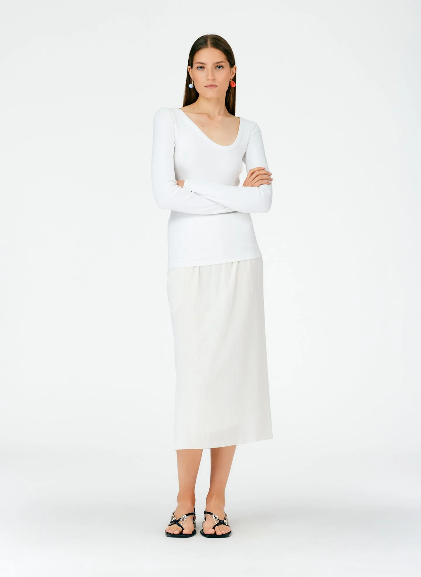 Ribbed Long Sleeve T-Shirt sold by Tibi product image thumbnail 5