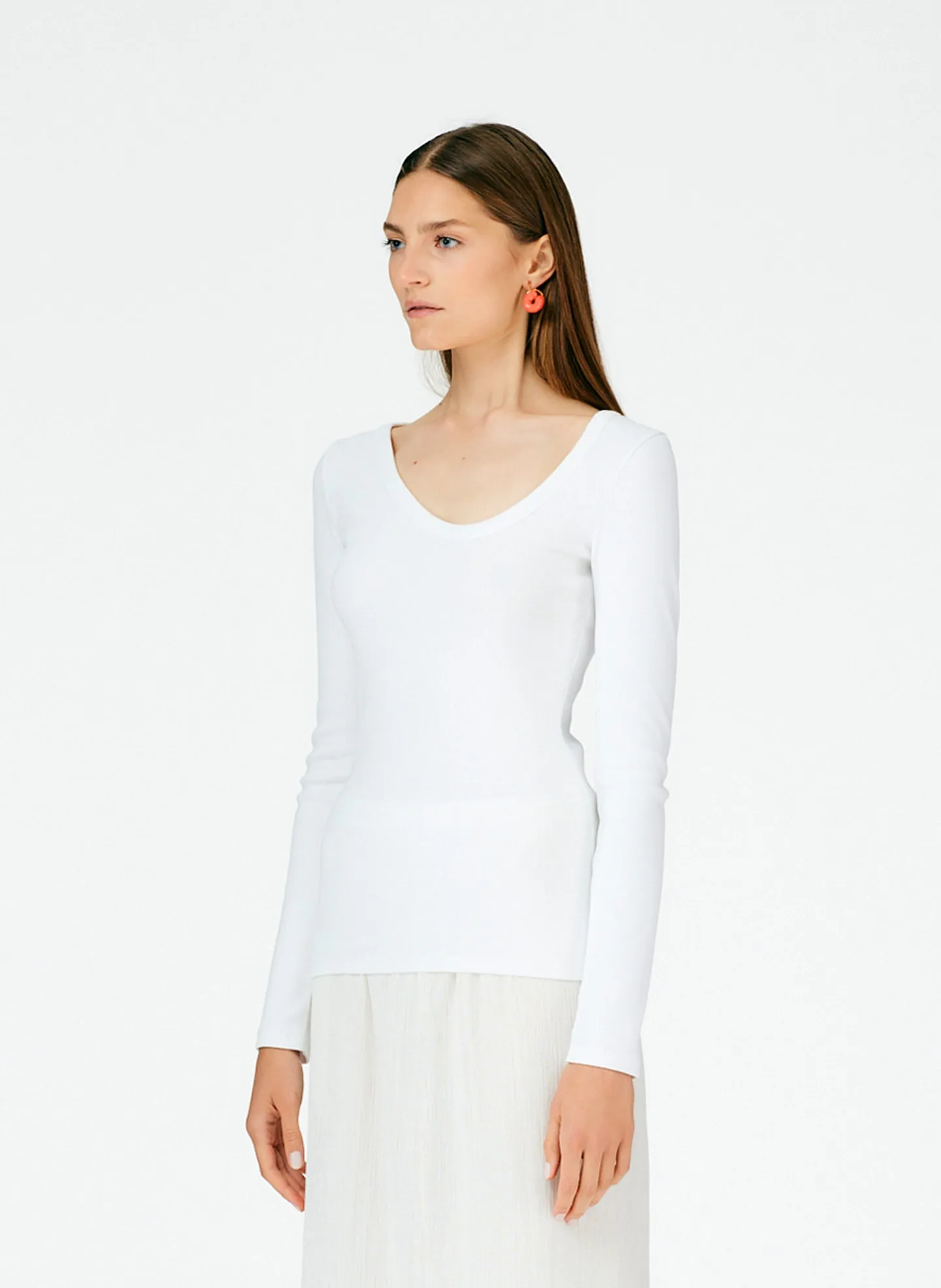 Ribbed Long Sleeve T-Shirt sold by Tibi product image thumbnail 2