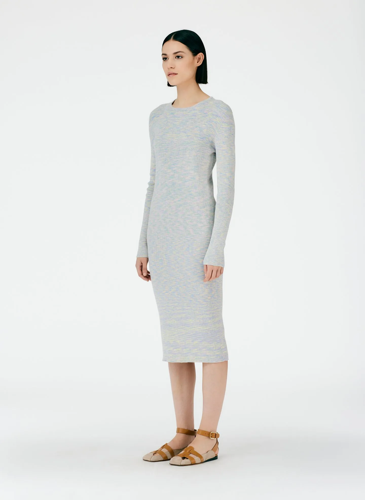 Printed Combed Cotton Crewneck Shift Dress sold by Tibi product image thumbnail 3