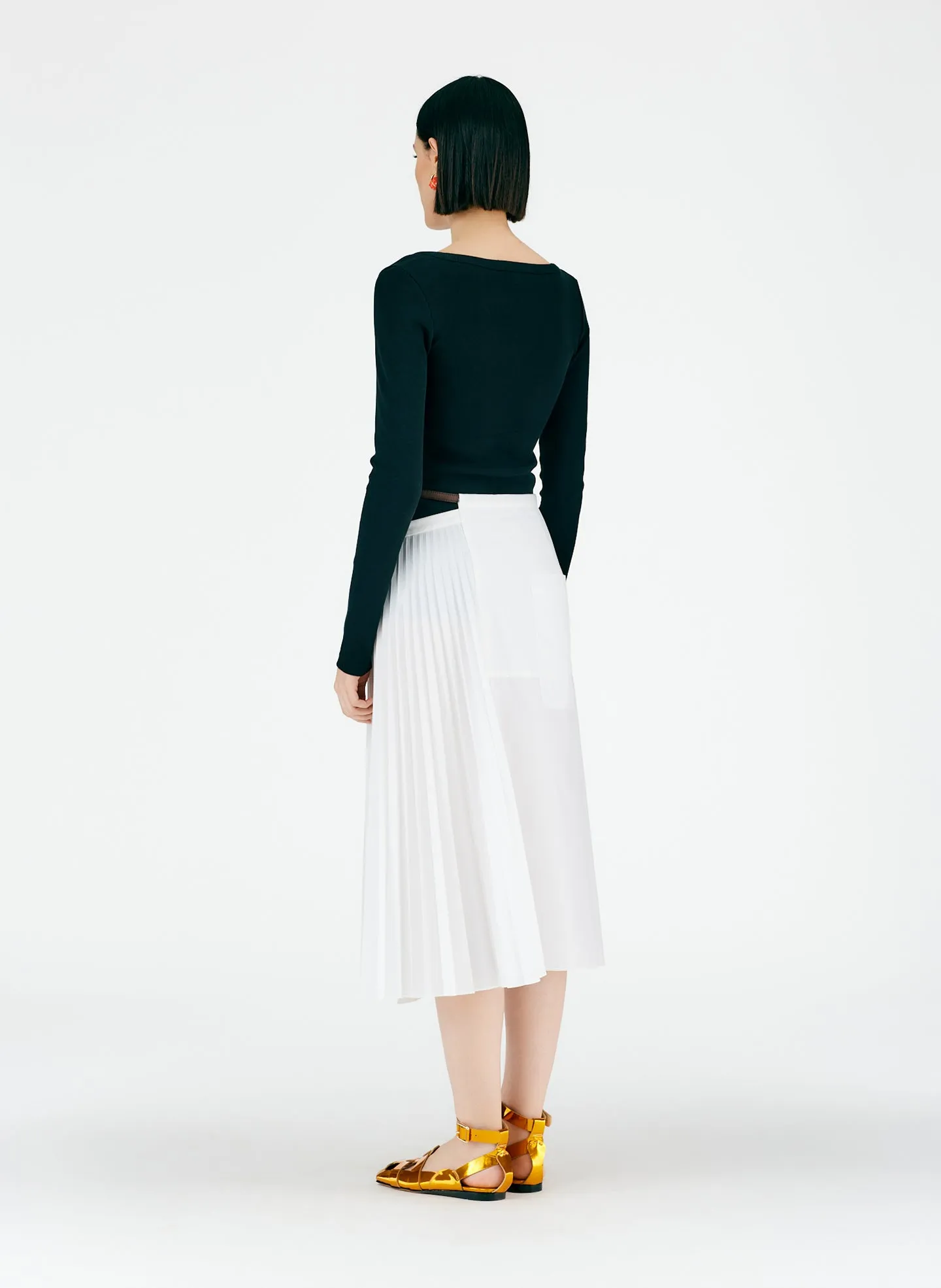 Pleated Cotton Leather Wrap Skirt sold by Tibi product image thumbnail 4