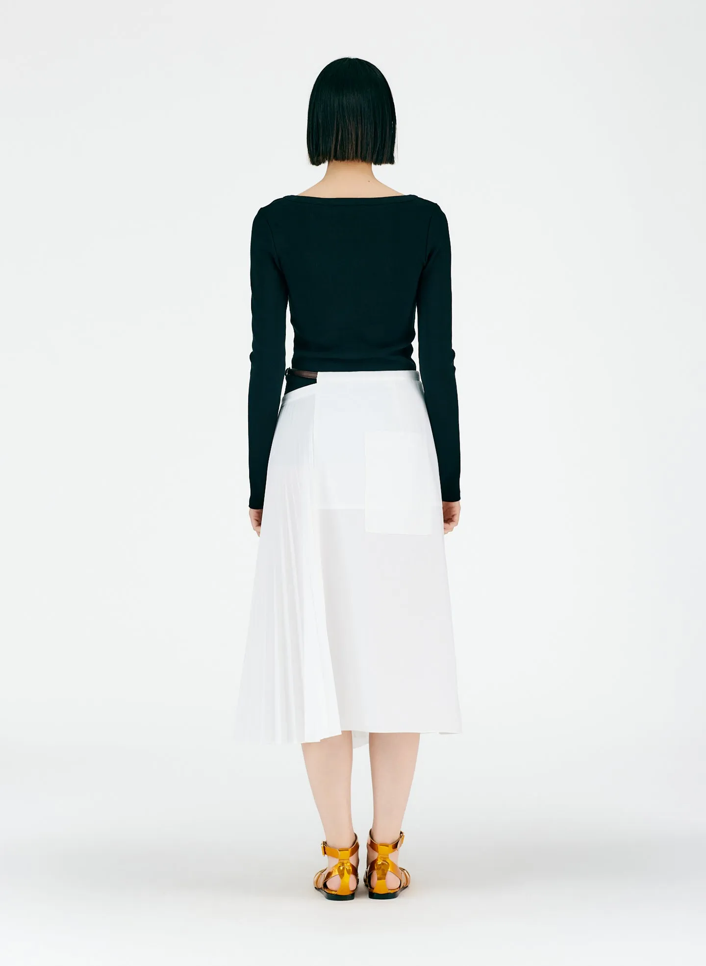 Pleated Cotton Leather Wrap Skirt sold by Tibi product image thumbnail 3