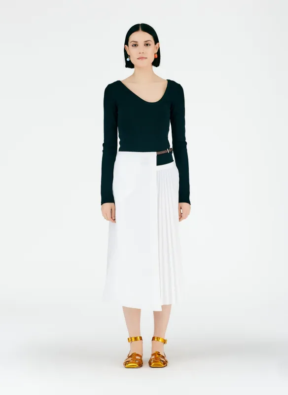 Pleated Cotton Leather Wrap Skirt made by Tibi