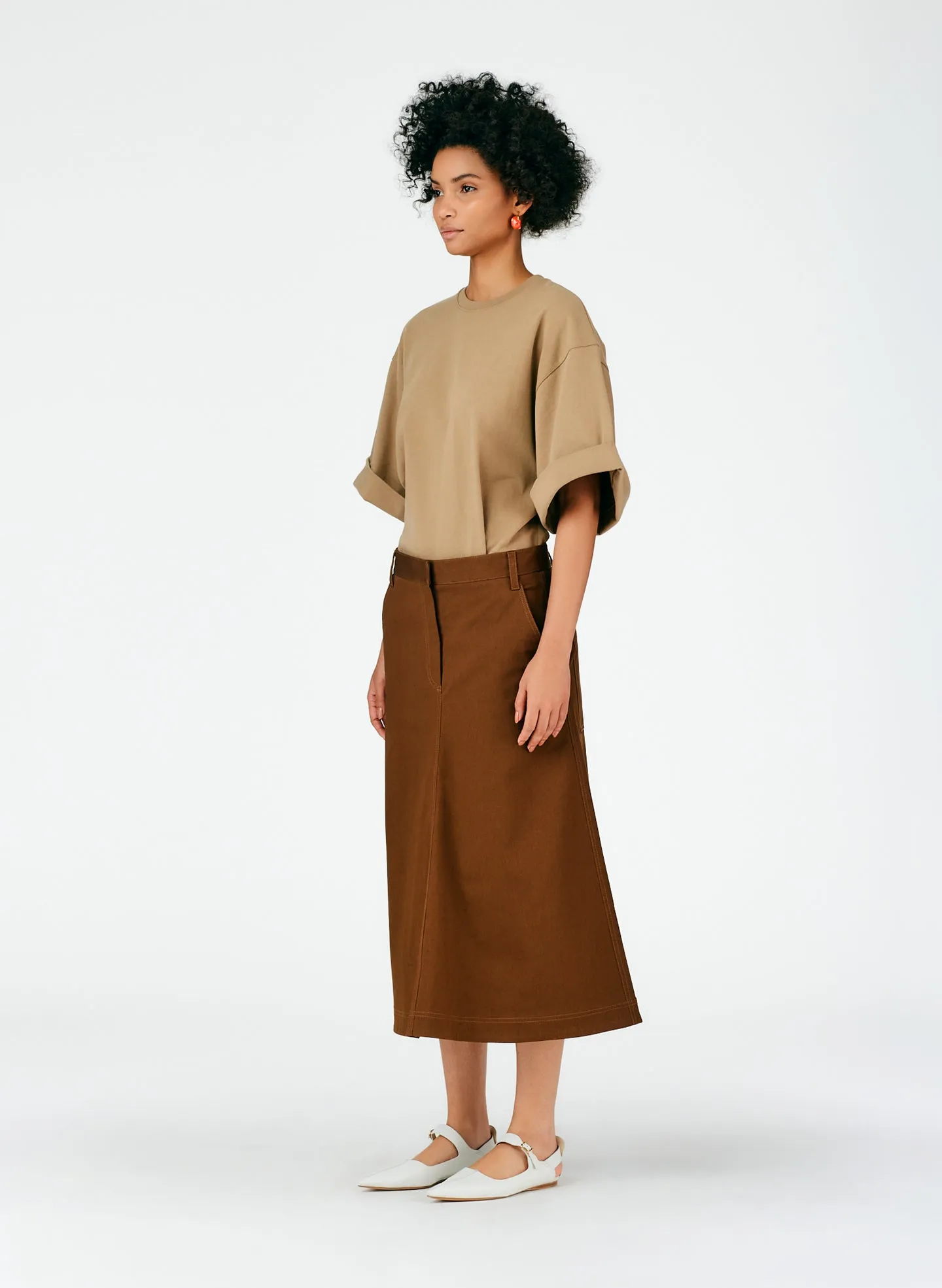 Organic Cotton Twill Maxi Aline Skirt sold by Tibi product image thumbnail 2
