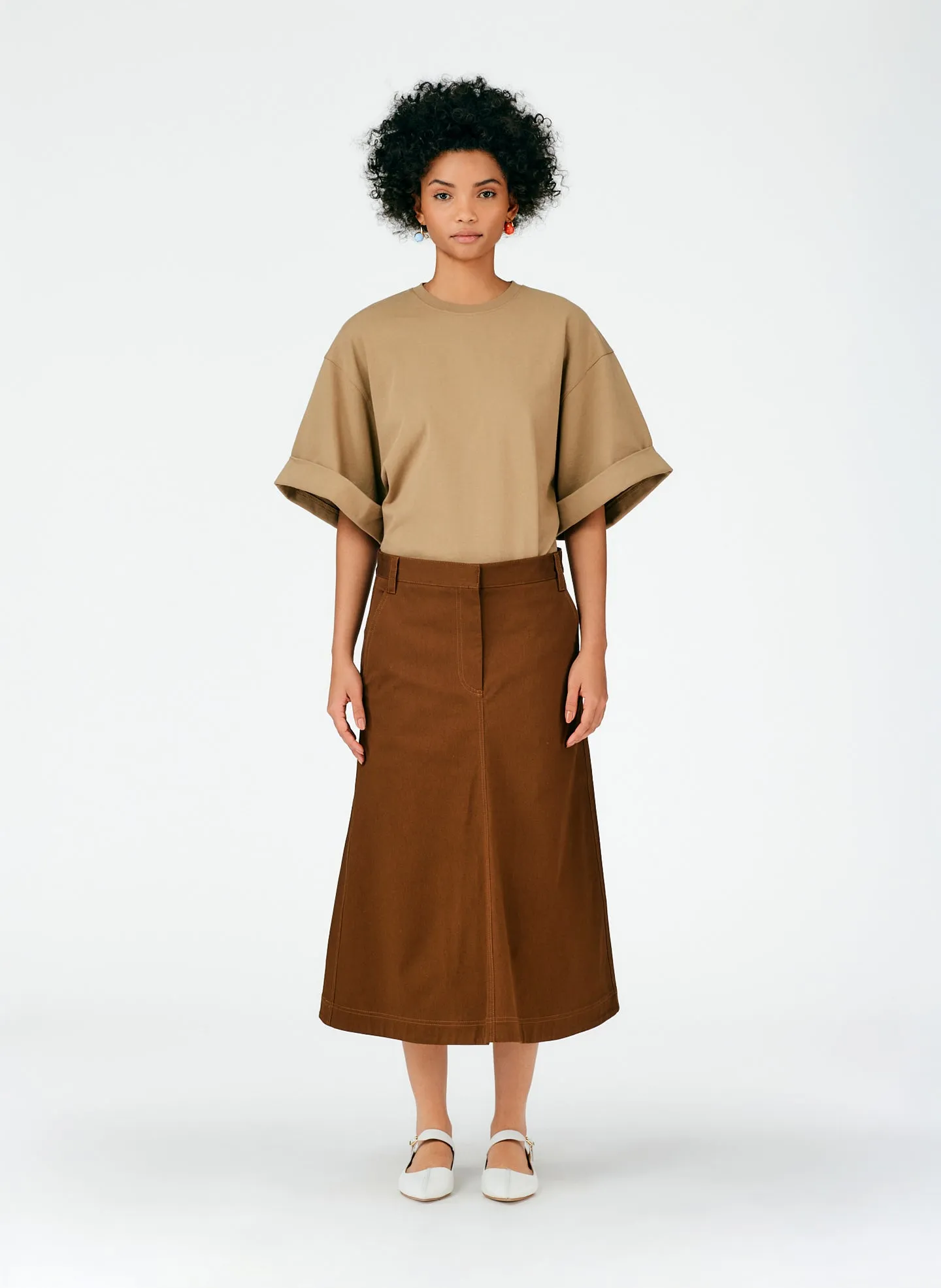 Organic Cotton Twill Maxi Aline Skirt sold by Tibi
