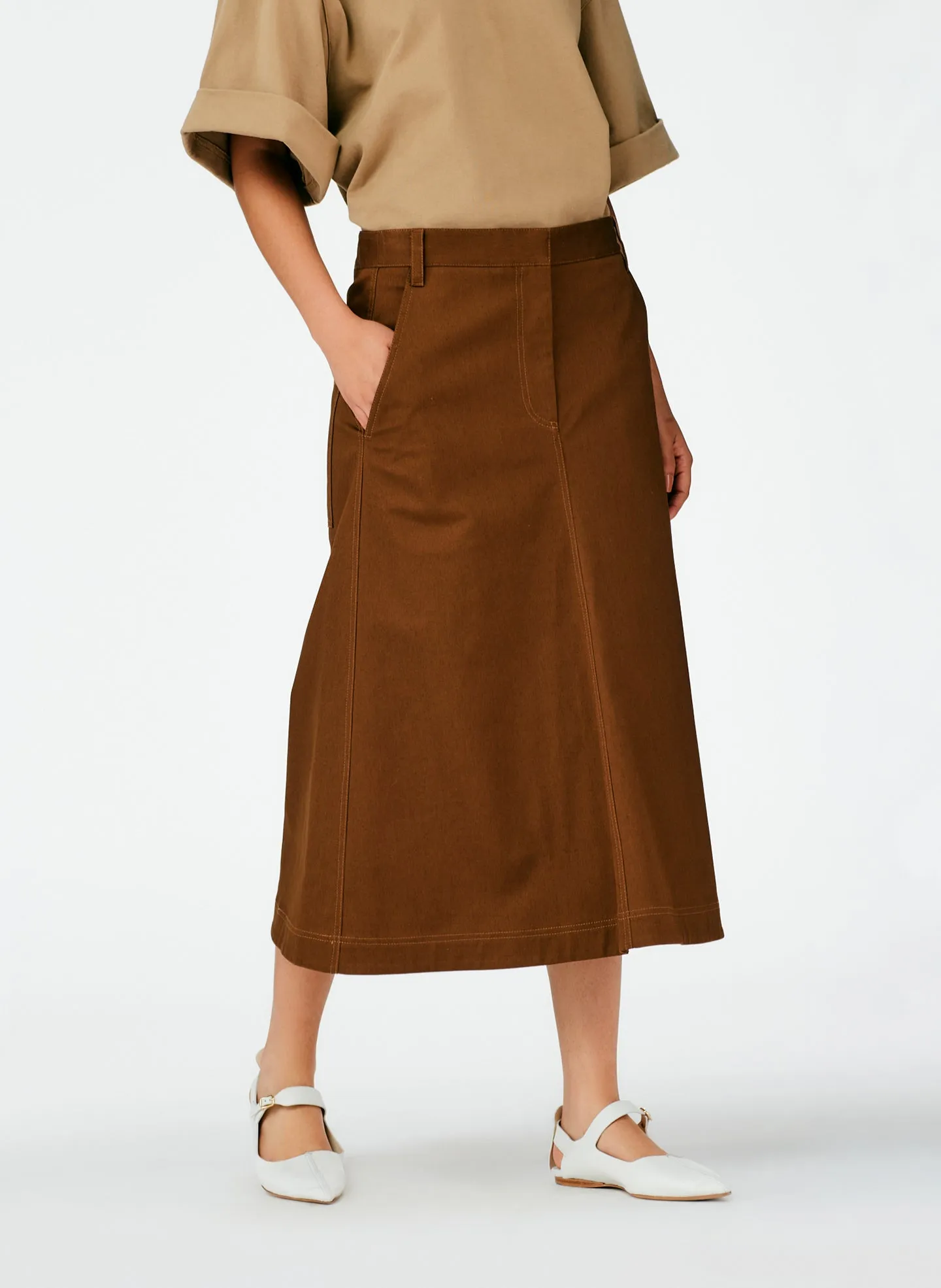 Organic Cotton Twill Maxi Aline Skirt sold by Tibi product image thumbnail 5