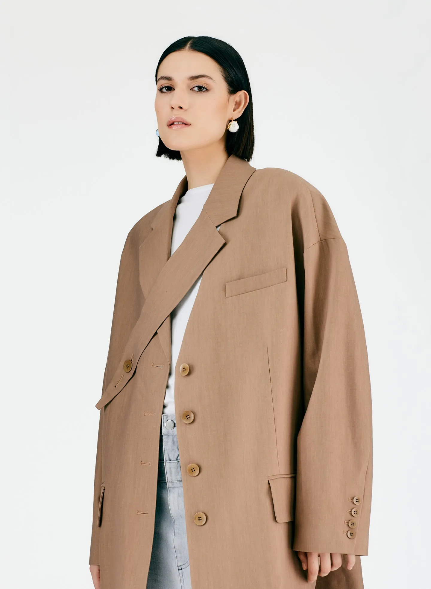 Linen Viscose Car Coat sold by Tibi product image thumbnail 5