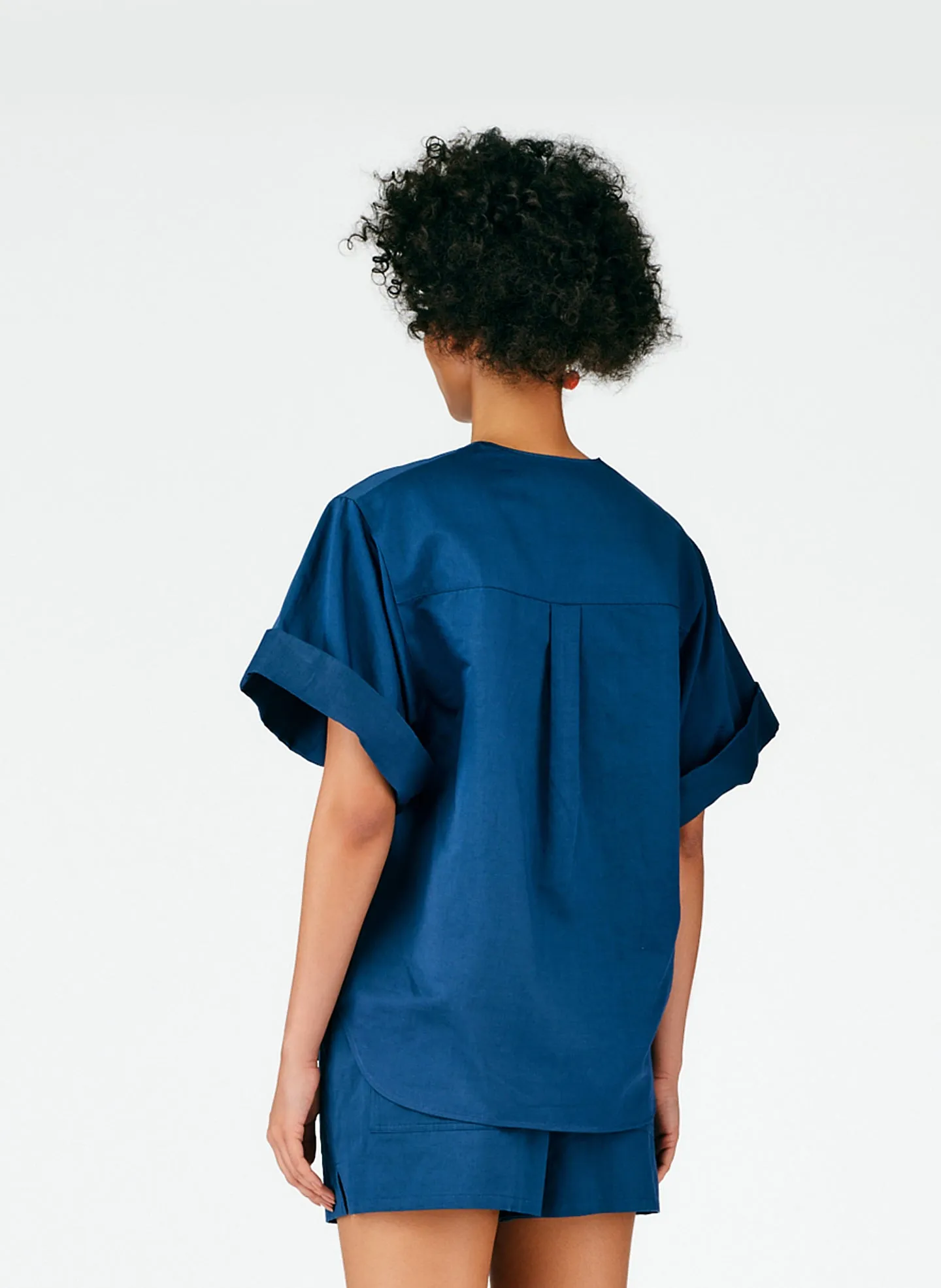 Cotton Linen Sateen V-Neck Top sold by Tibi product image thumbnail 3