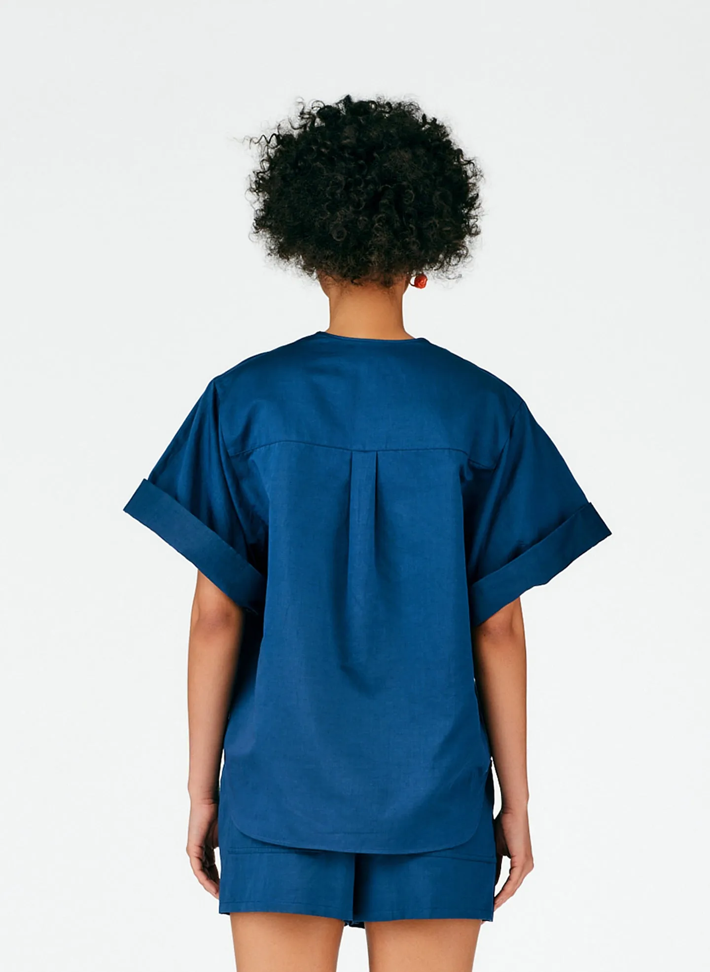 Cotton Linen Sateen V-Neck Top sold by Tibi product image thumbnail 4