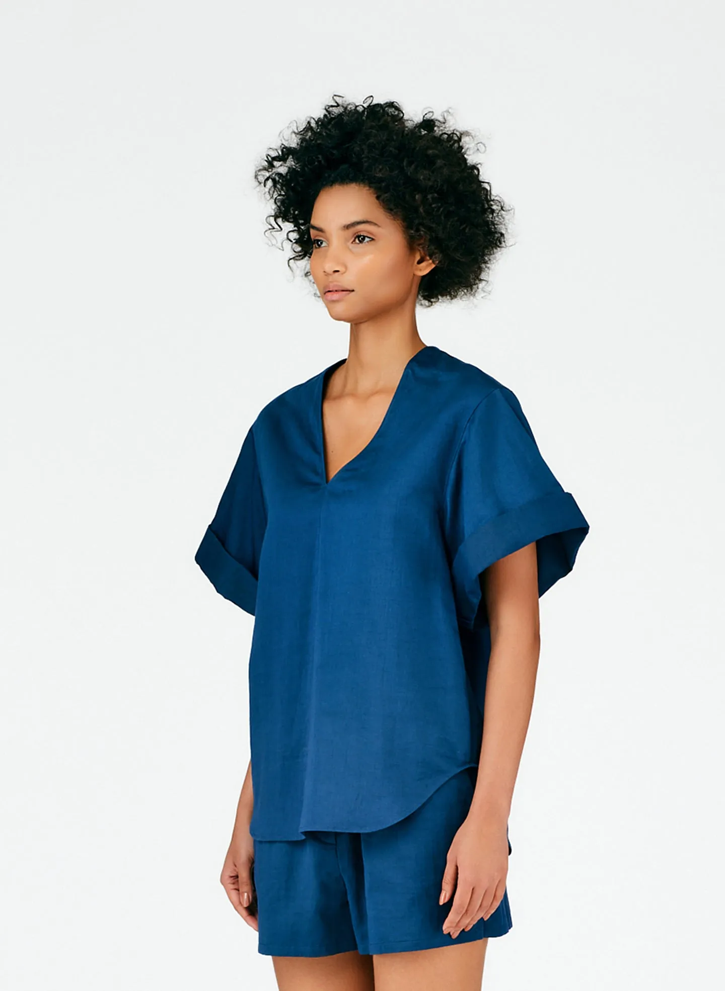 Cotton Linen Sateen V-Neck Top sold by Tibi product image thumbnail 2