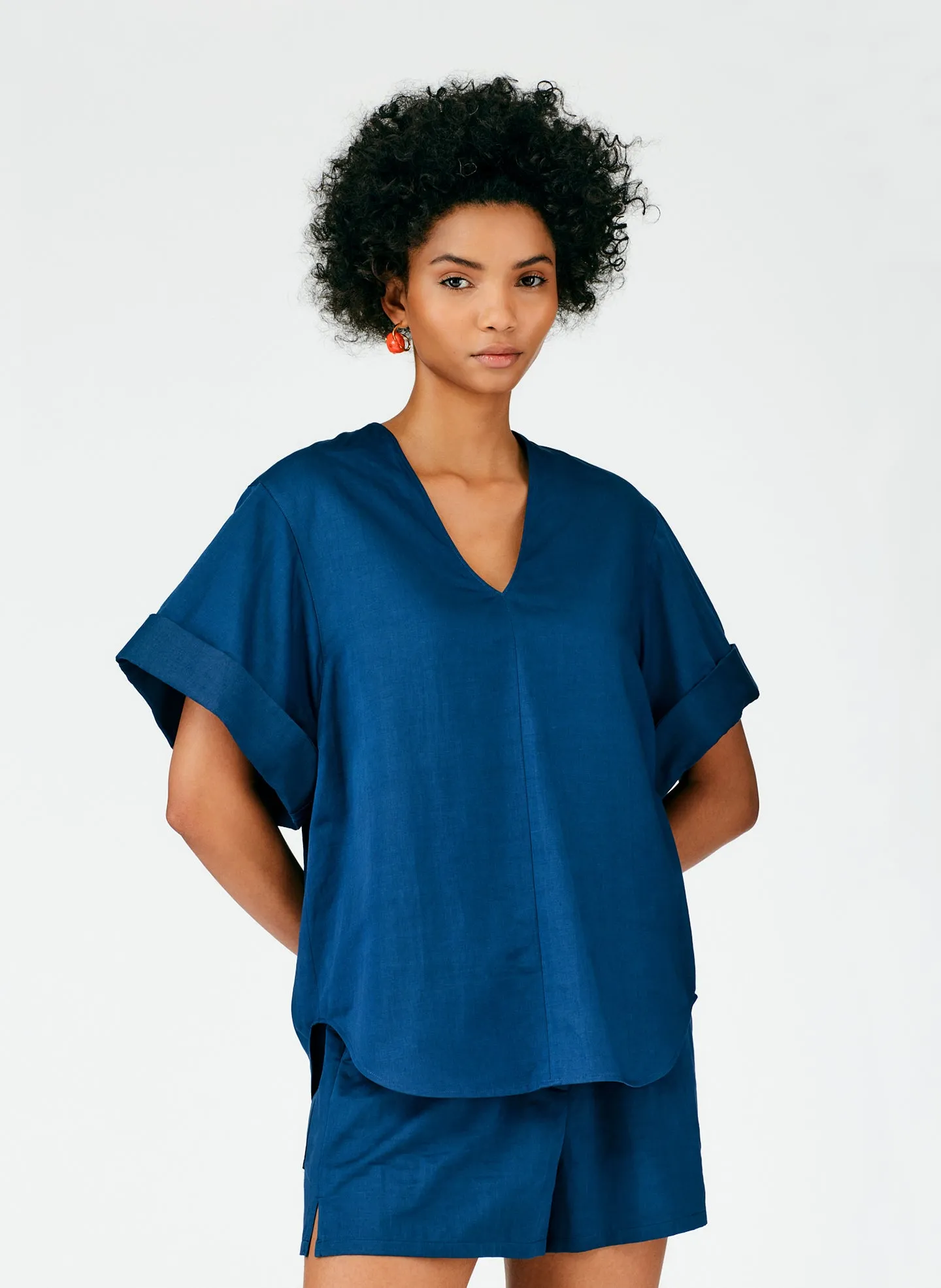 Cotton Linen Sateen V-Neck Top sold by Tibi product image thumbnail 5