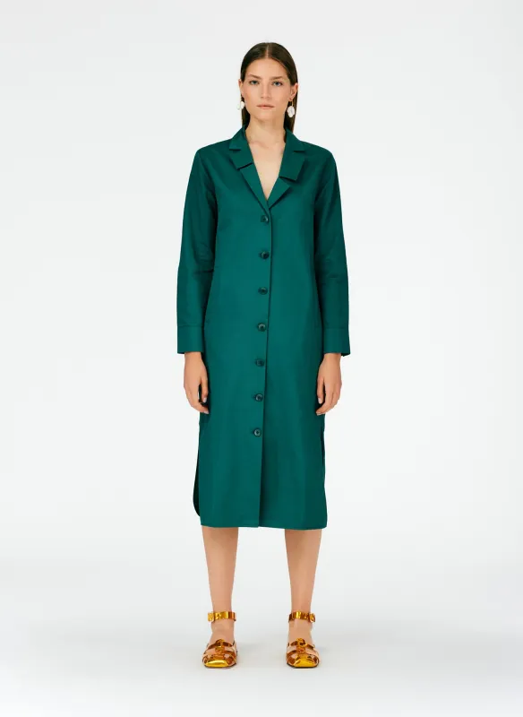 Cotton Linen Sateen Shirtdress made by Tibi