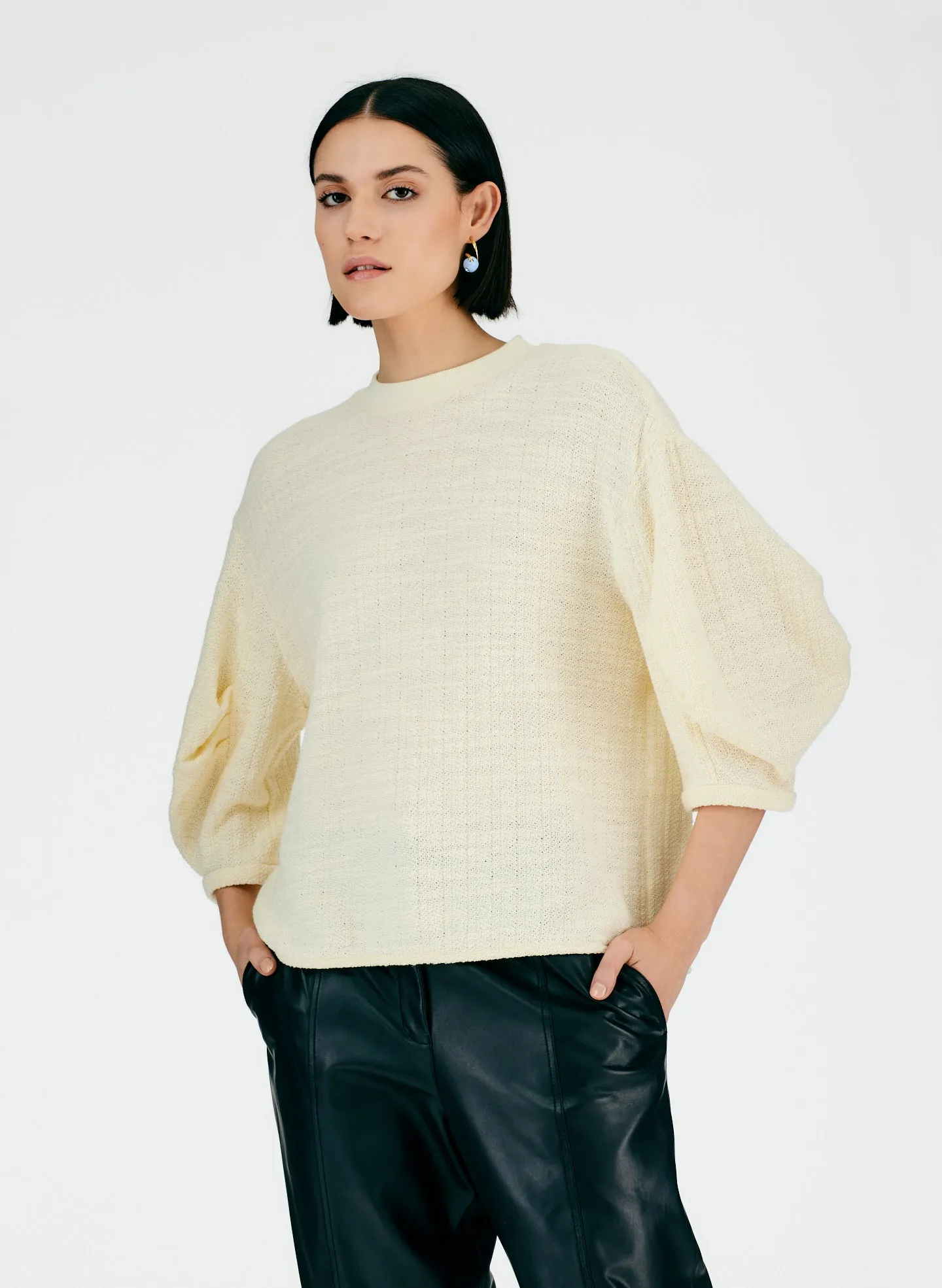 Handspun Knit Pleat Sleeve Top sold by Tibi product image thumbnail 5