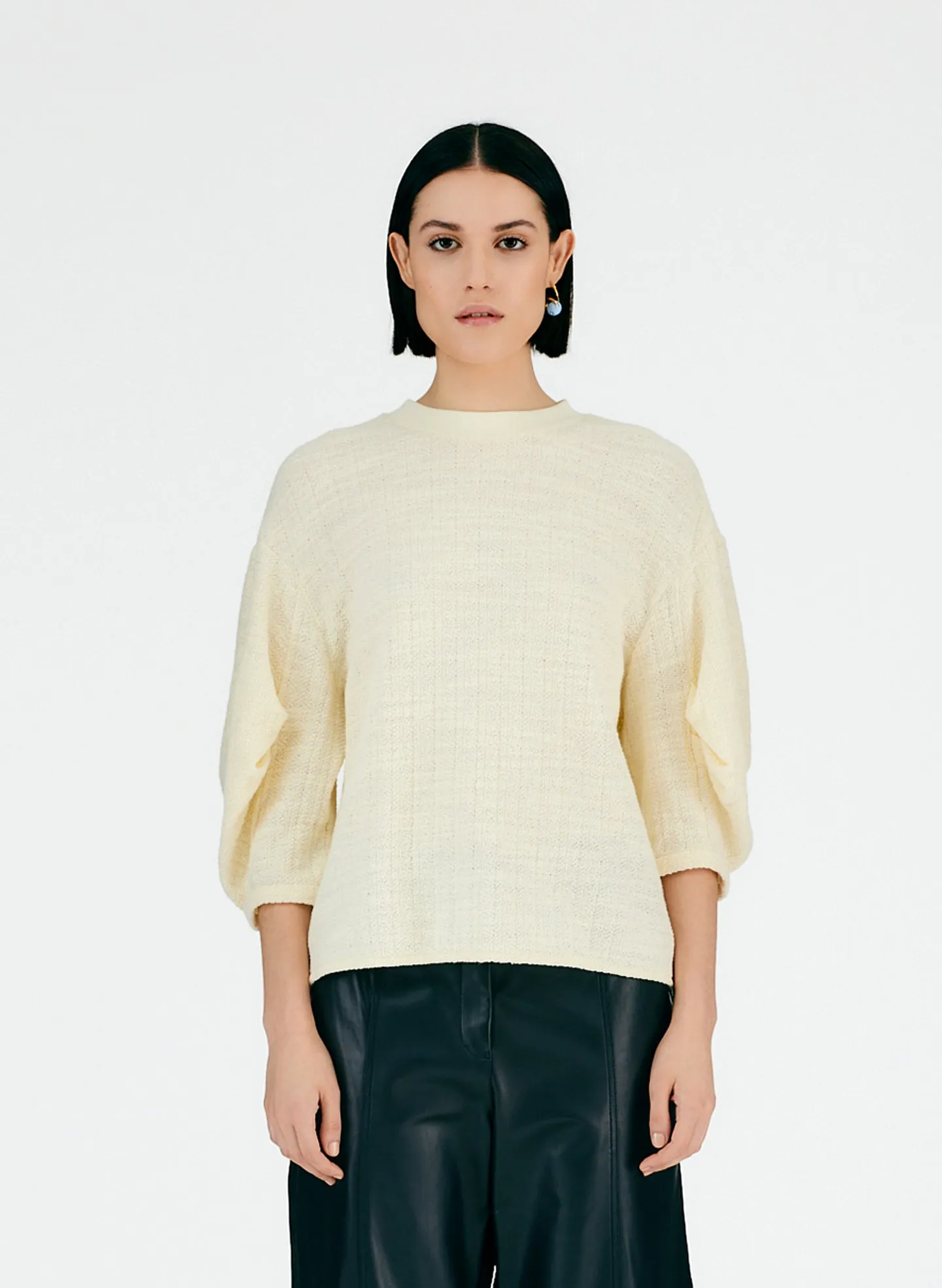 Handspun Knit Pleat Sleeve Top sold by Tibi
