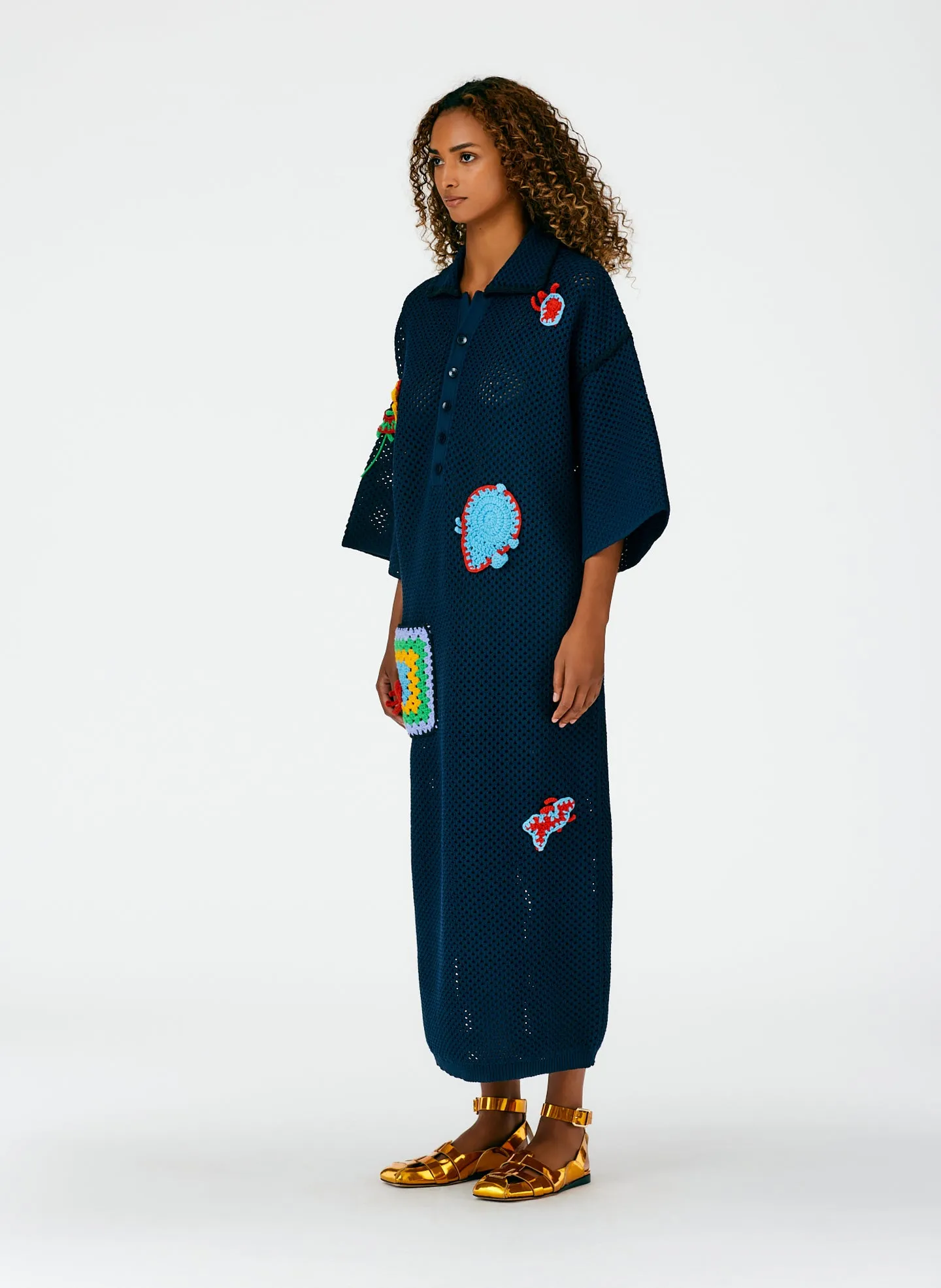 Tech Crochet Polo Shirtdress sold by Tibi product image thumbnail 3