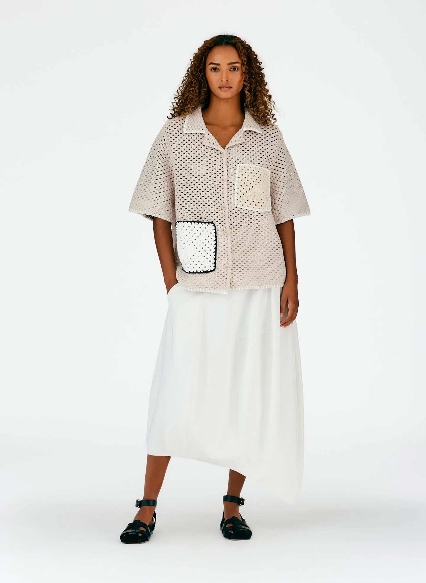Tech Crochet Camp Shirt sold by Tibi product image thumbnail 4